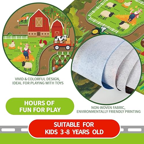 Vista 19 de Oriate Alfombra de juego de juguetes jurásicos para niños, tapete de juego de actividades de dinosaurio, interacción entre padres e hijos, alfombra