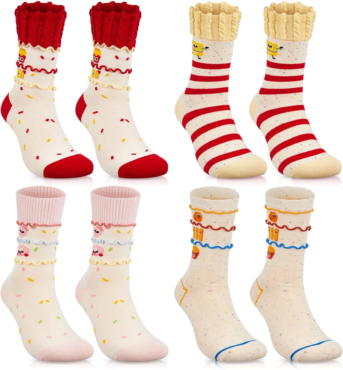 Chicingyou 4 Pairs Silly Socks, 3D Eyes Socks, Novelty Crazy Silly Stockings, 3D Print Halloween Birthday Gifts for Men Women