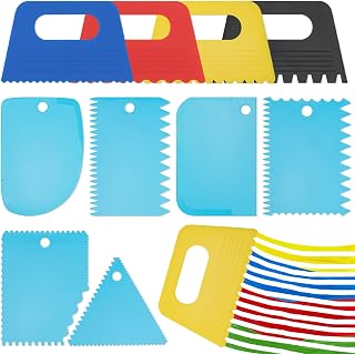 GTILE 10PCS Plastic Textured Scraper Tools Kit - Colorful Clay Paint Scrapers for Acrylic Painting, Pottery, DIY Crafts & Artists
