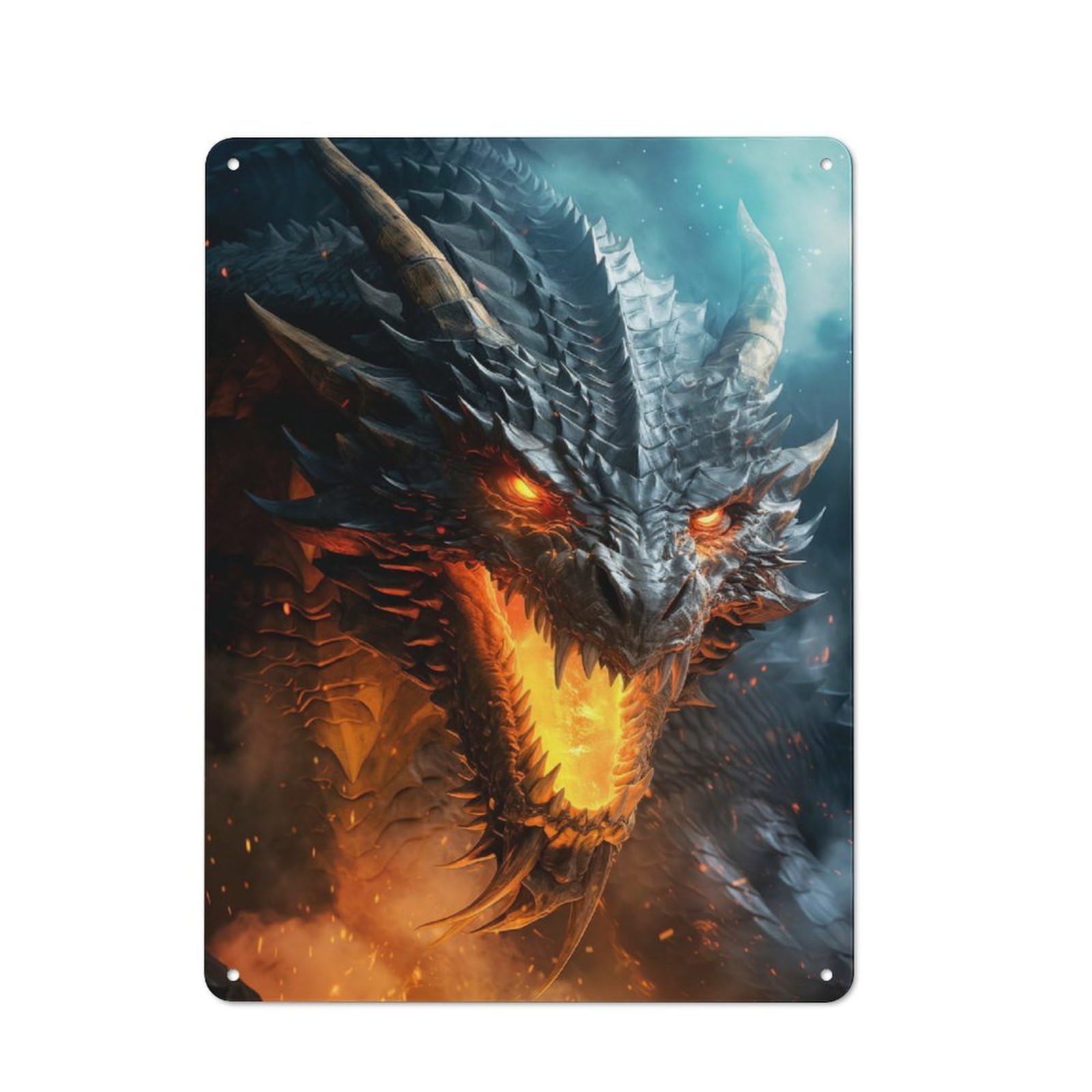 Junmoney Roaring Dragon Retro Metal Sign 40X30cm Featuring For Living Room Wall, For Vintage Wall Decor Fans, For Themed Room Decoration
