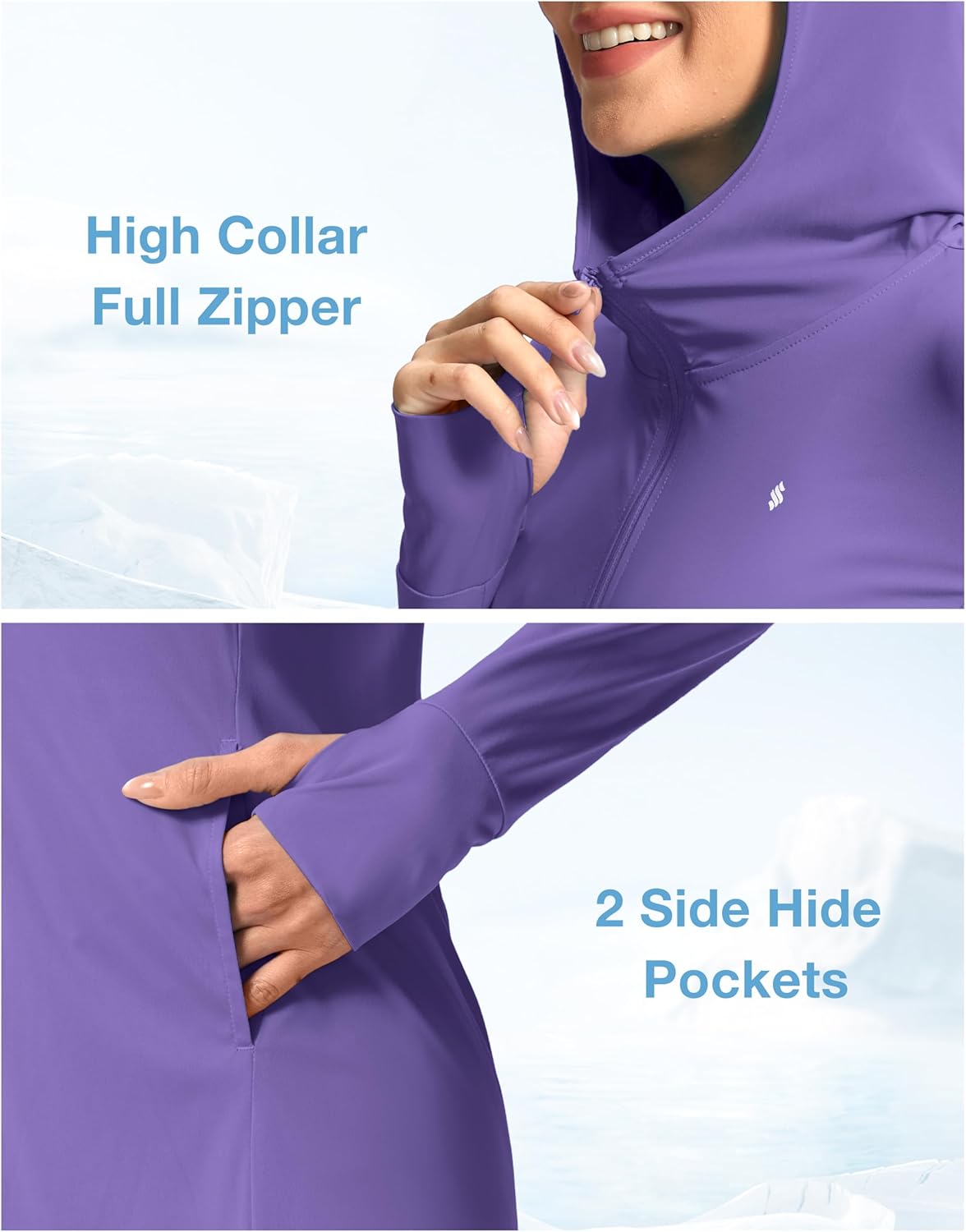 Soothfeel Women's UPF 50+ Swim Cover Up Sun Protection Hoodie SPF Lightweight Jacket Long Sleeve Beach Cover Ups for Women - Image 6