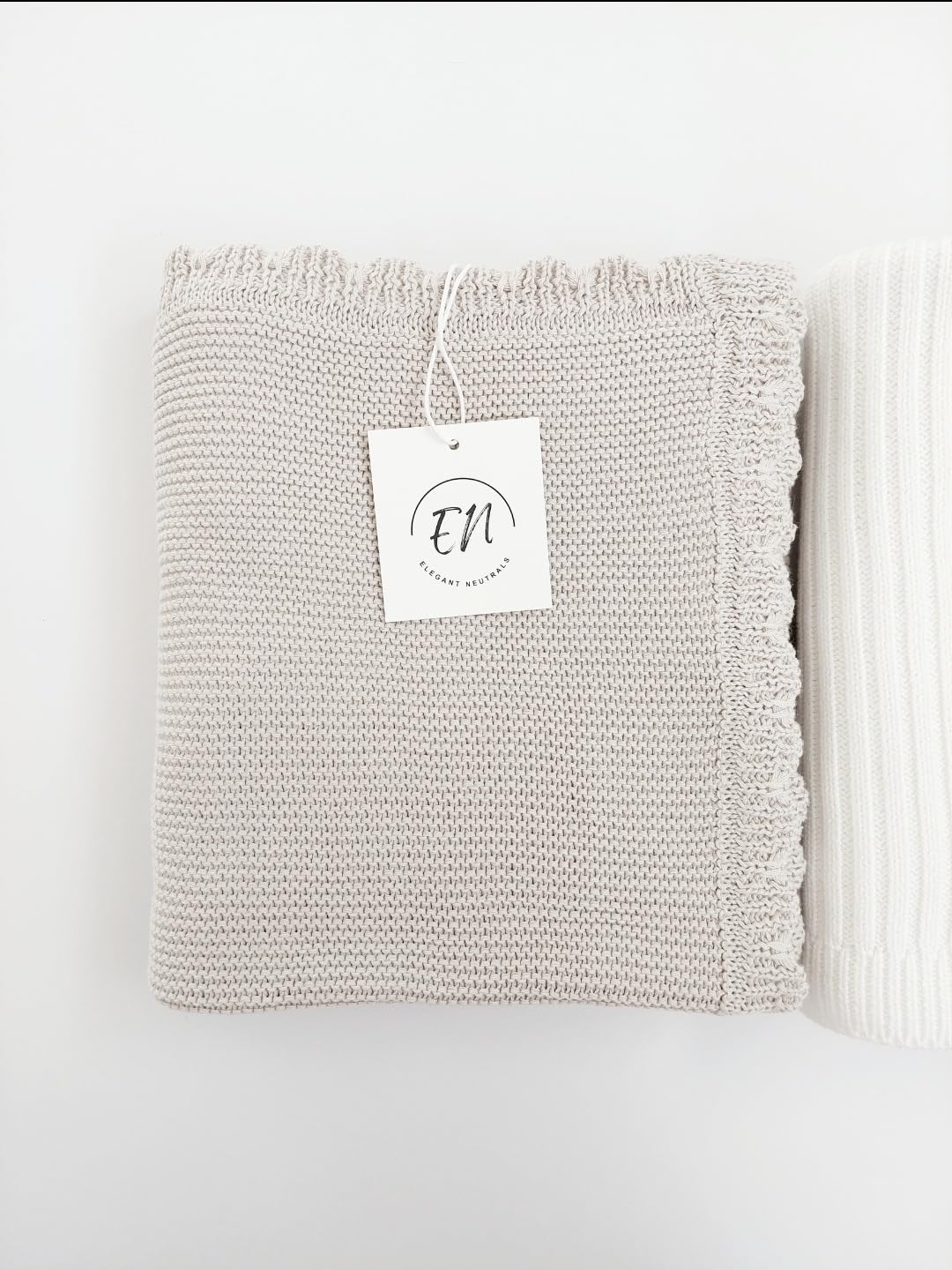100% Cotton Knit Baby Blanket, Baby Knits, 100cm×60cm, Elegant and Nuetral Very Soft Cotton Blanket, 0-12 Months Baby, Oat.