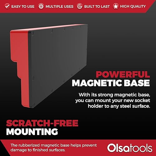 Miniatura 94 de Olsa Tools Organizador magnético de enchufes (unidad de 1/2 pulgada, 3 filas) - Organizador magnético de herramientas y soporte de enchufes