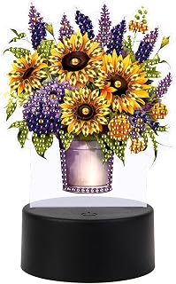 TDFERAN Diamond Painting Ornamental Plaque Kit DIY Bouquet Draw Diamonds Art Adults Lamp Diamant Manual Lamp Room Bedroom Plant Diamond Art Decorations Desktop Bedside Luminous Ornaments Decorate