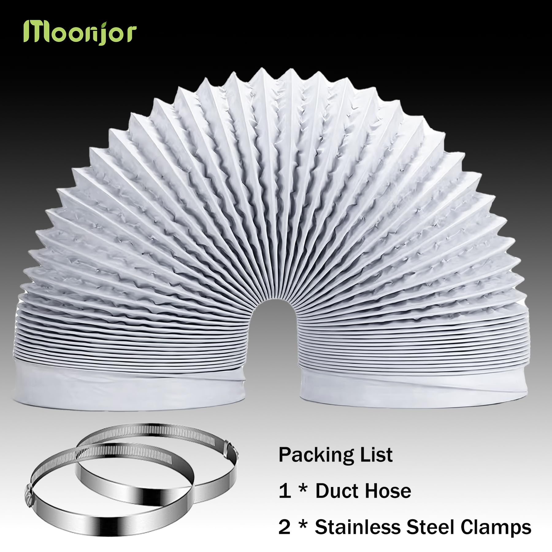 Moonjor - Tubo di ventilazione flessibile in alluminio, 100 mm, 2 metri, colore: bianco