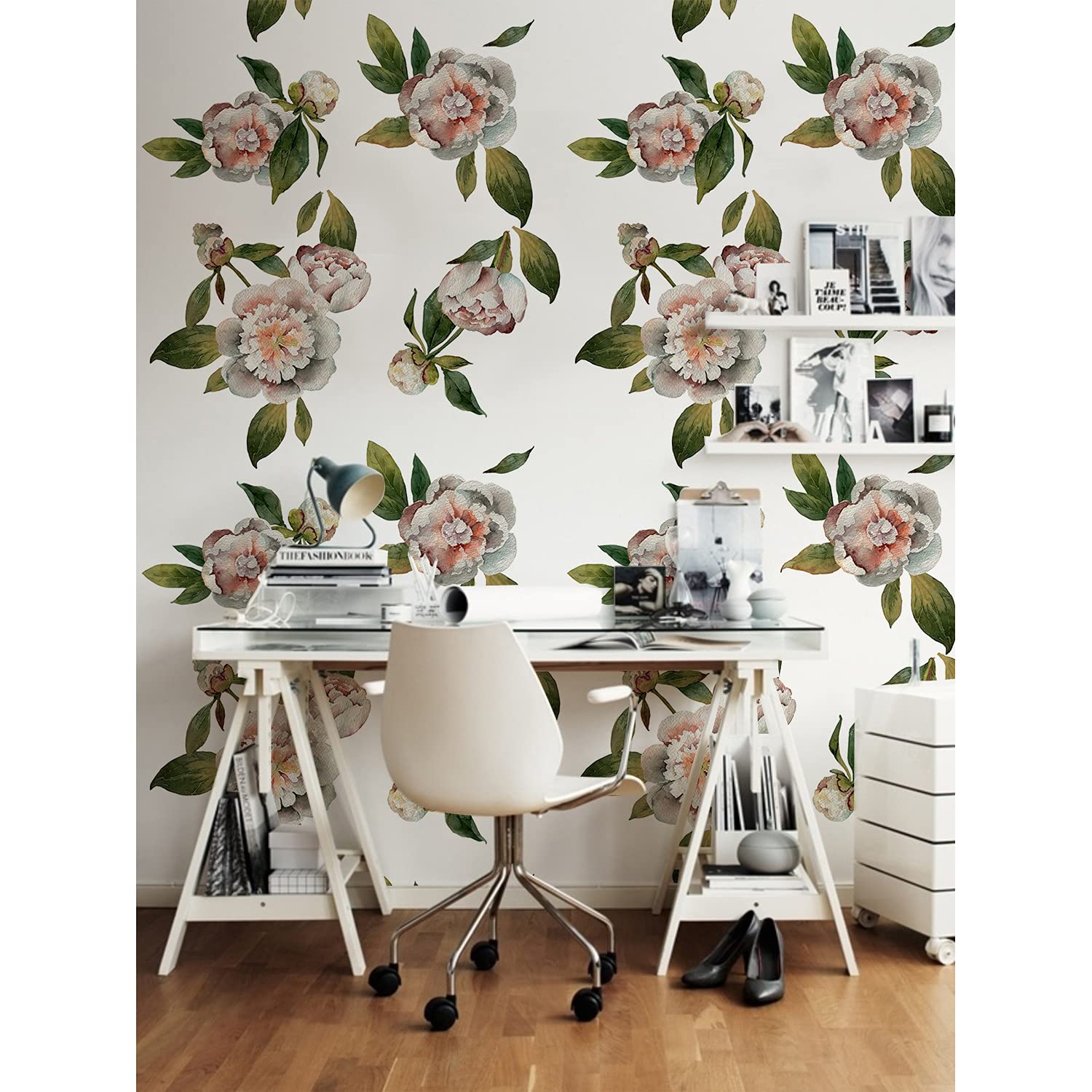 Papier Peint Latex 152x104cm Pivoine Florale pour Mur Salon et Cuisine