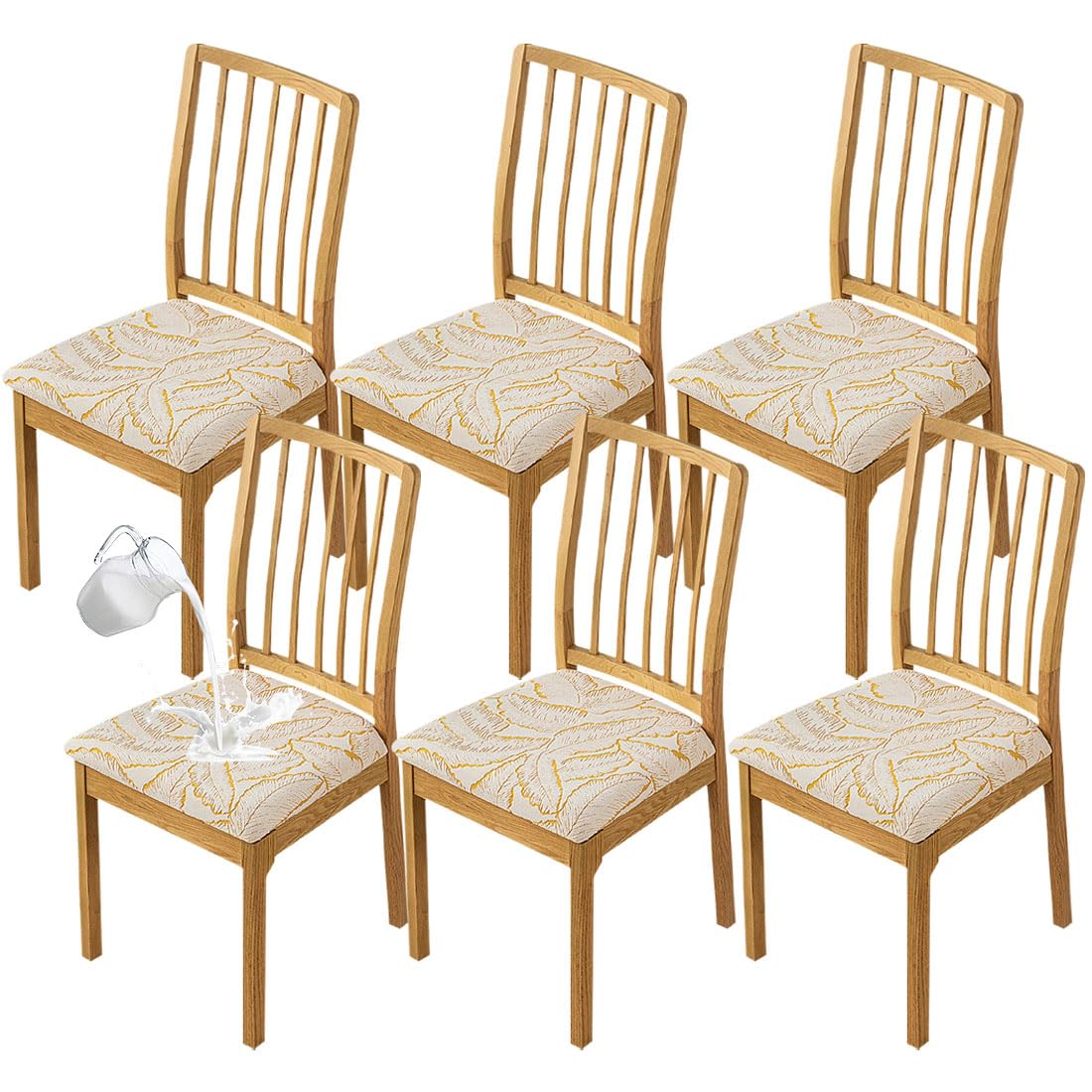 Juego de 6 Fundas Impermeables para Sillas de Comedor Cocina O Comedor Color Amarillo Claro