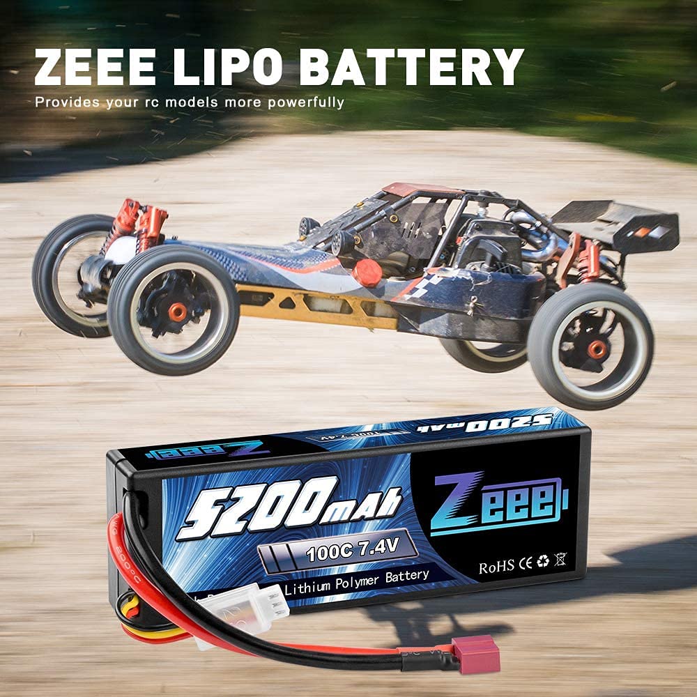Zeee 2S Lipo Batteria 7,4V 100C 5200mAh Batteria RC Hardcase con Connectore Deans T Spina per RC Evader BX RC Veicolo Auto LKW Truggy RC Nave RC Modells RC Hobby