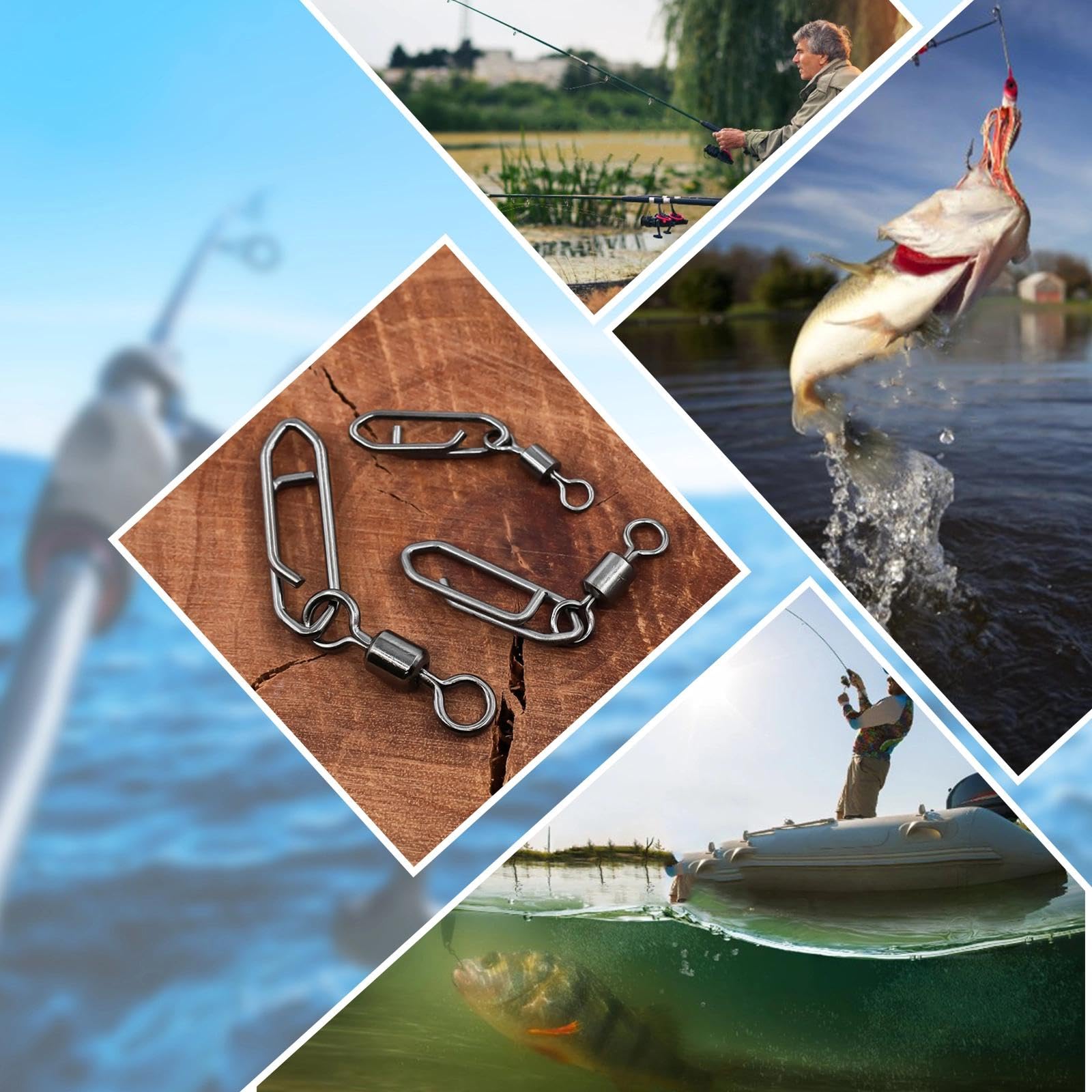 50 Stück hochfeste Angelwirbel | Kugellager-Schnappwirbel mit Edelstahl | Salzwasser / Süßwasser Schnellwechsel-Wirbel für Catfishing Tackle, Köder