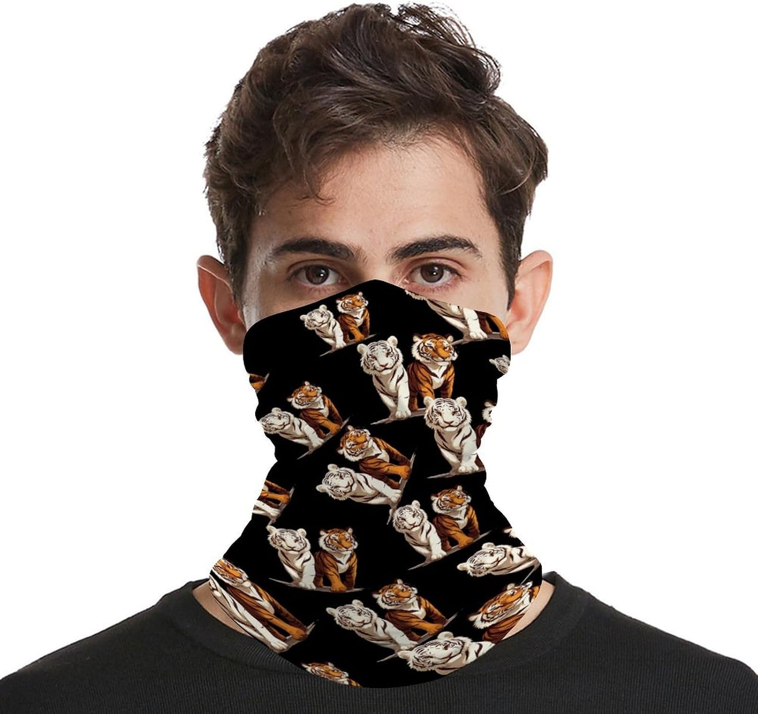 Funny Tiger Face Cover Neck Gaiters for Men Women Sun Protection Mask Scarf Hiking Bandana