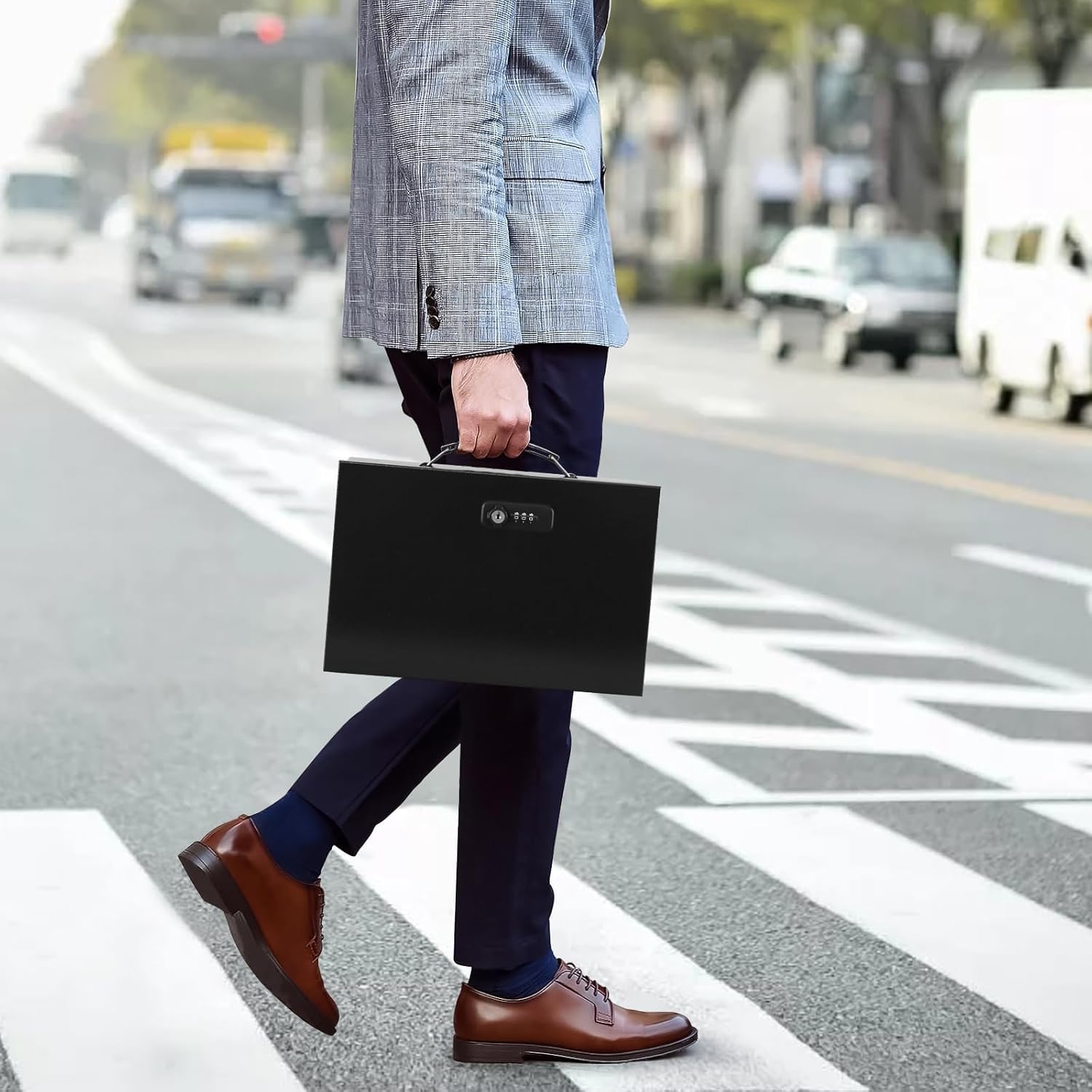 Caja Fuerte Ignífuga Portátil para Joyas, Pequeña Caja de Seguridad con Asa, Resistente al Fuego y Robo, Ideal para Hogar y Viaje - Cajas Fuertes de Alta Seguridad para Valores y Documentos