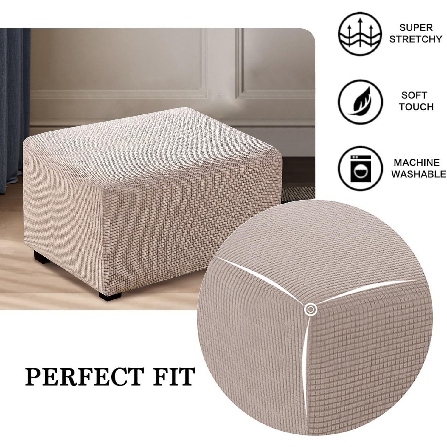 Ottomano Tinta Unita, Coprisgabello Poltrona Per Soggiorno