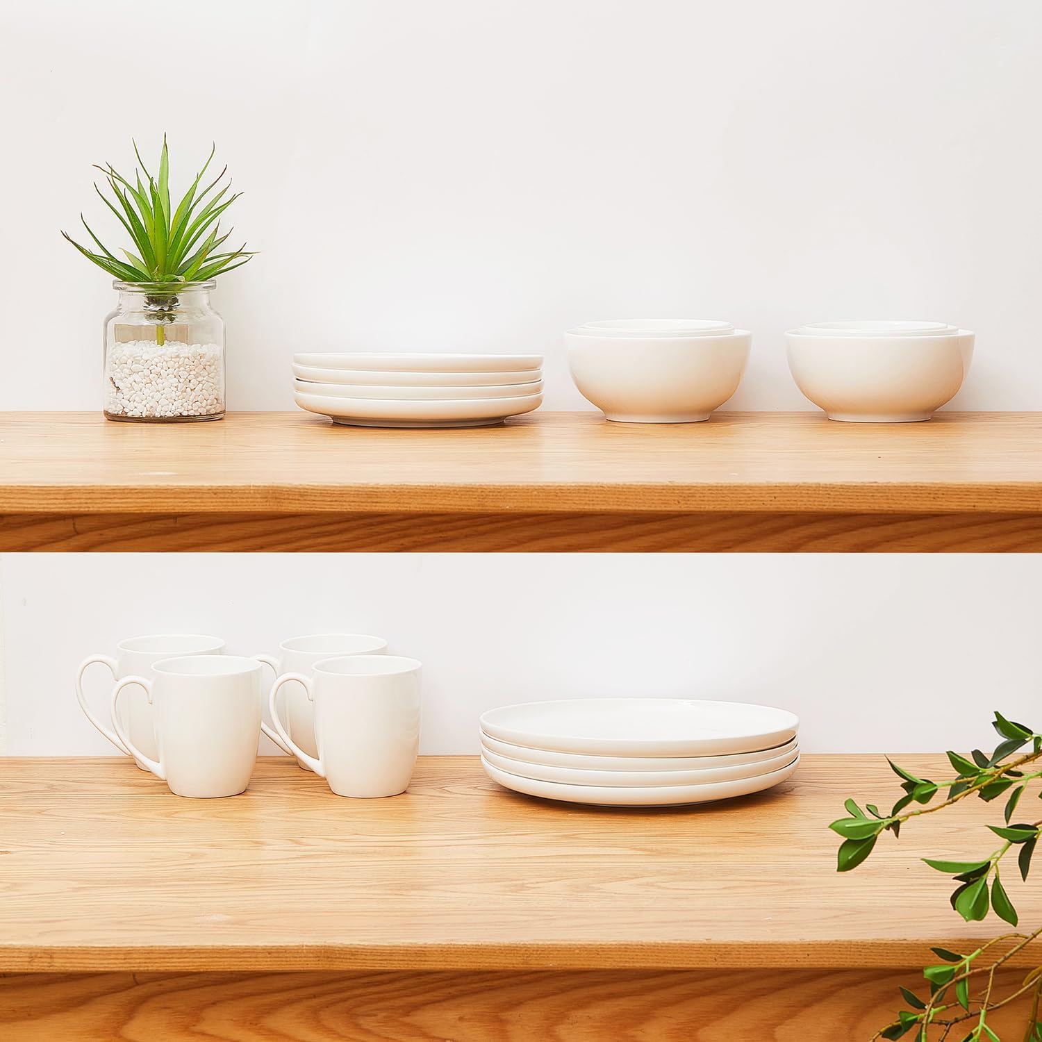 AntoKueh 16OZ White Ceramic Coffee Mugs, Porcelain Mugs Set of 6 with handle for hot cocoa, tea, milk, Cappuccino, Microwave Safe