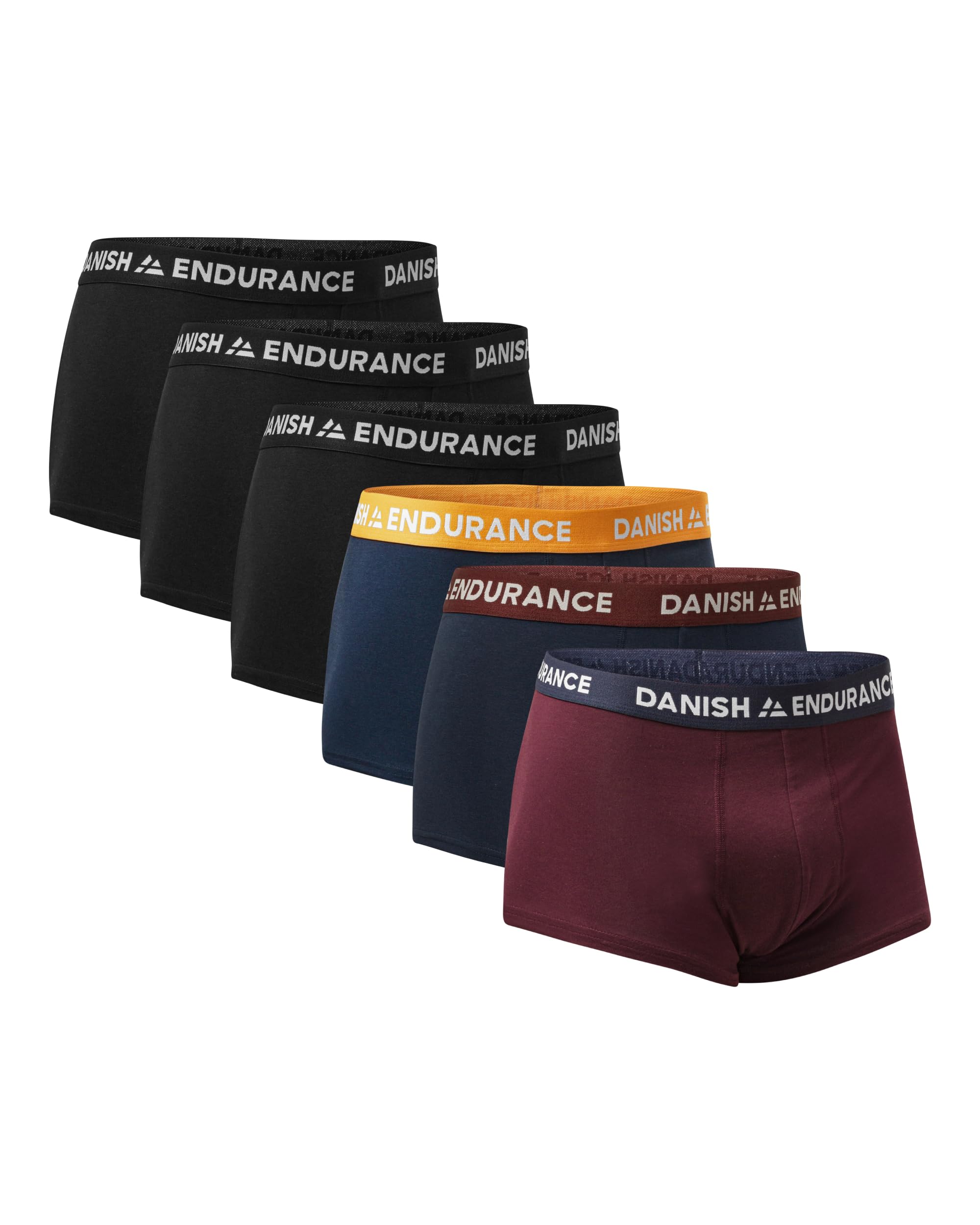 DANISH ENDURANCE Boxer Uomo a Vita Bassa in Cotone, Corti Senza Etichetta, Morbidi e Traspiranti, 6 Paia