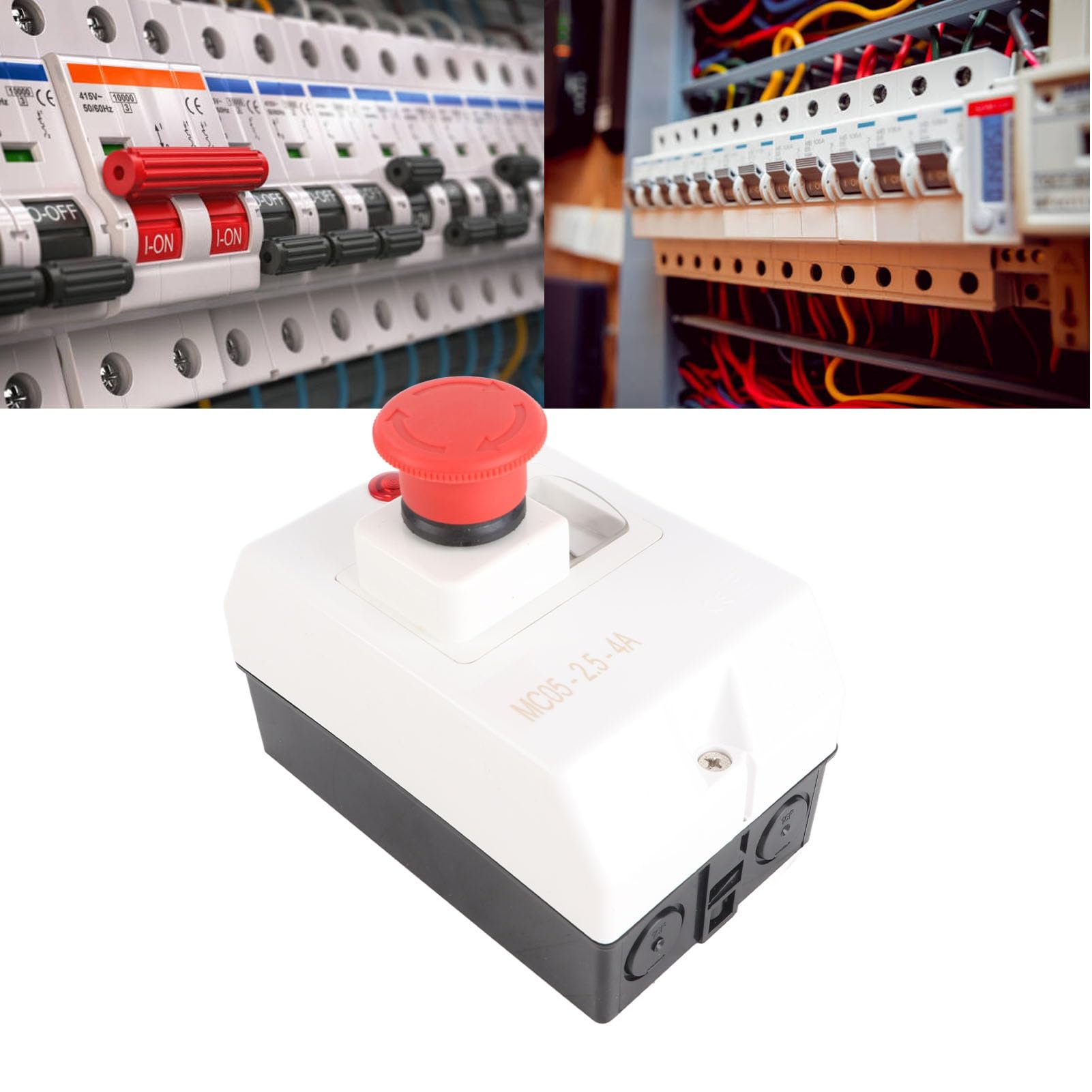 Not-Aus- und Signallampe – Motorschutzschalter mit Strombereich von 2,5 bis 4 A – kompatibel mit 230 V, 240 V, 400 V, 415 V, 500 V, 690 V Industriemotoren – wasserdicht nach IP55.