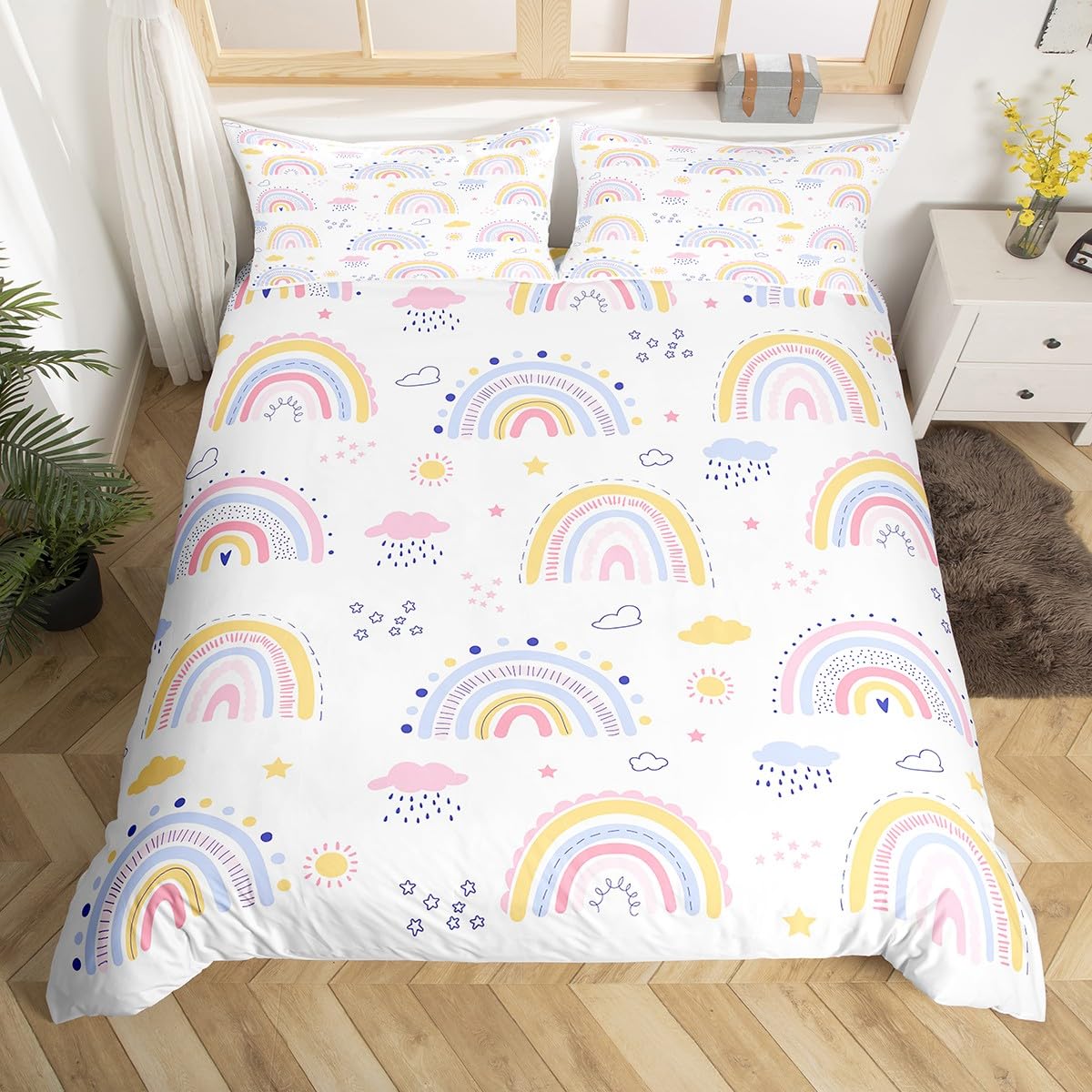 OldPAPA Set Copripiumino Per Bambini, Set Di Biancheria Da Letto Per Ragazze Con Stampa Di Cartoni Animati Carino Con Federa Per Ragazzi, Decorazione Della Camera Da Letto Delle Ragazze Dei Ragazzi - 10