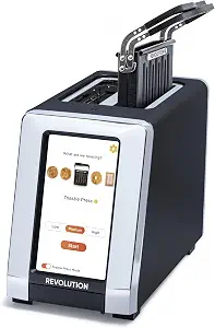 Revolution R180 Connect Smart Toaster Bundle with Toastie Press – Touchscreen, 2-Slice Wide Slot, InstaGLO Tech – Toast Bread, Bagels, Waffles, Muffins, Tortillas, Pastries – Black