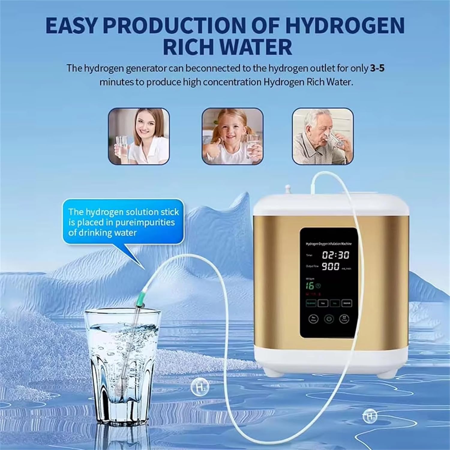 SPE PEM Technology Hydrogen Inhalation Machine 600ml/900ml, H2 Inhaler, Hydrogen Water Generator, Brown's Gas Breathing Device for Home