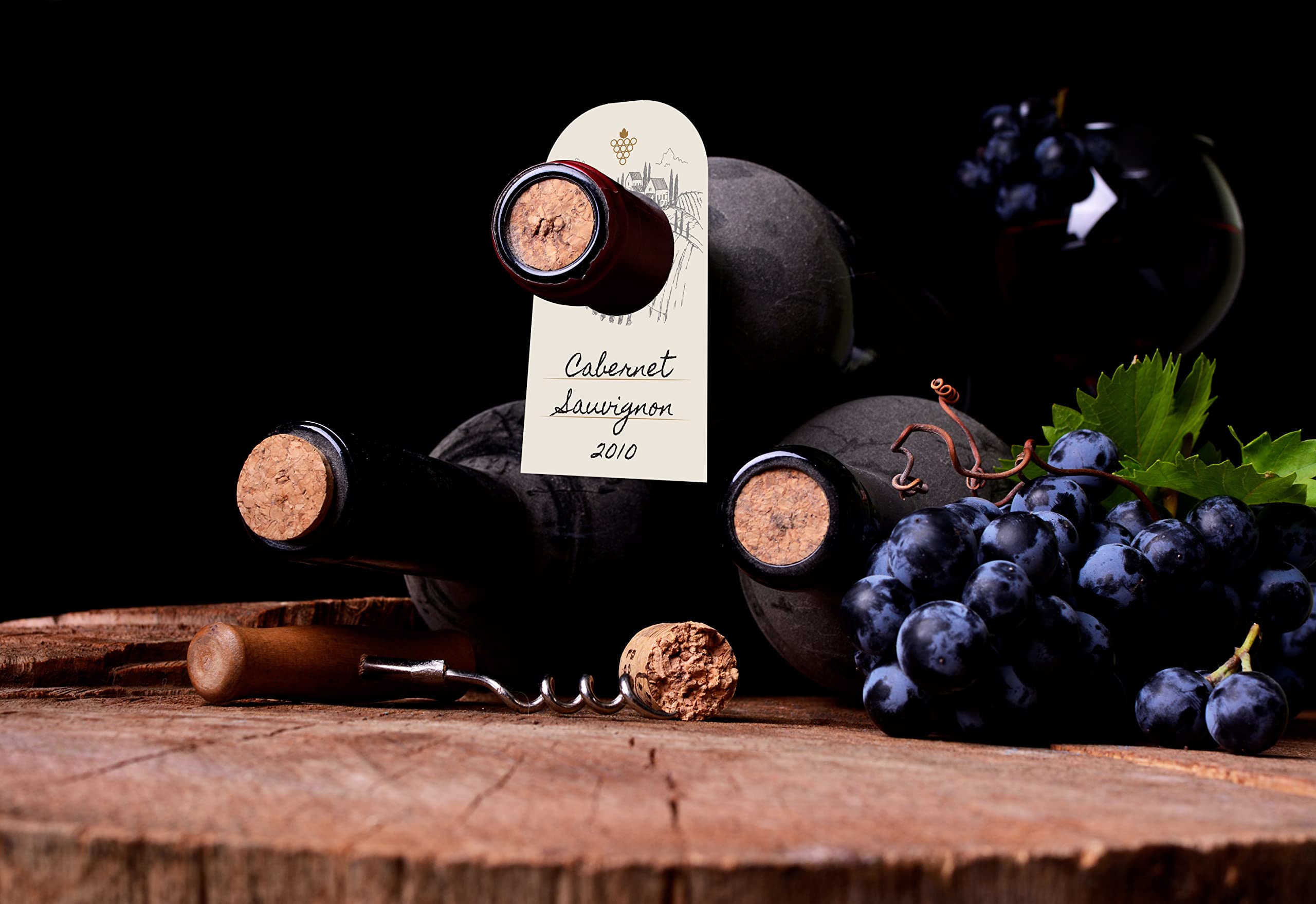 Etichette Personalizzate Per Bottiglie Di Vino - 50 Pezzi Kraft Con Disegno Uva - Foto 8