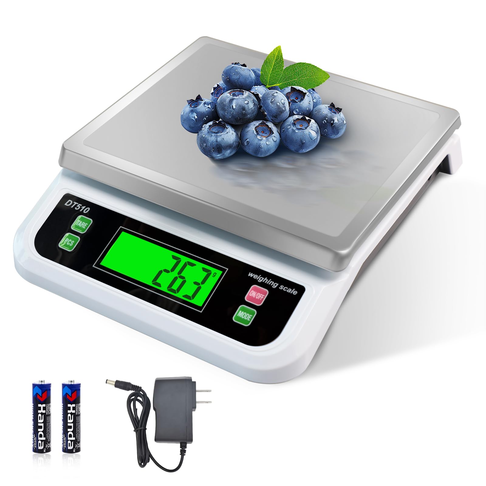 Large Digital Kitchen Scale 40kg 88lbs Commercial Food Scale with Tare and PCS Funtion for Parts and Coins