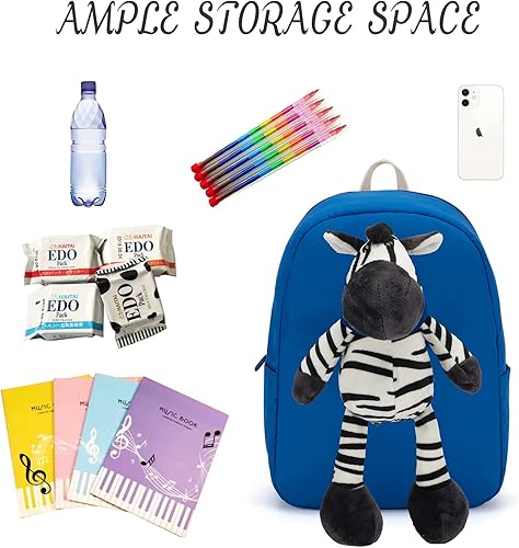 Miniatura 6 de Tzowla Mochila pequeña para niños de 3 a 5 años, juguetes de regalo para niñas de 3, 4, 5, 6 años, Azul, Zebra_azul