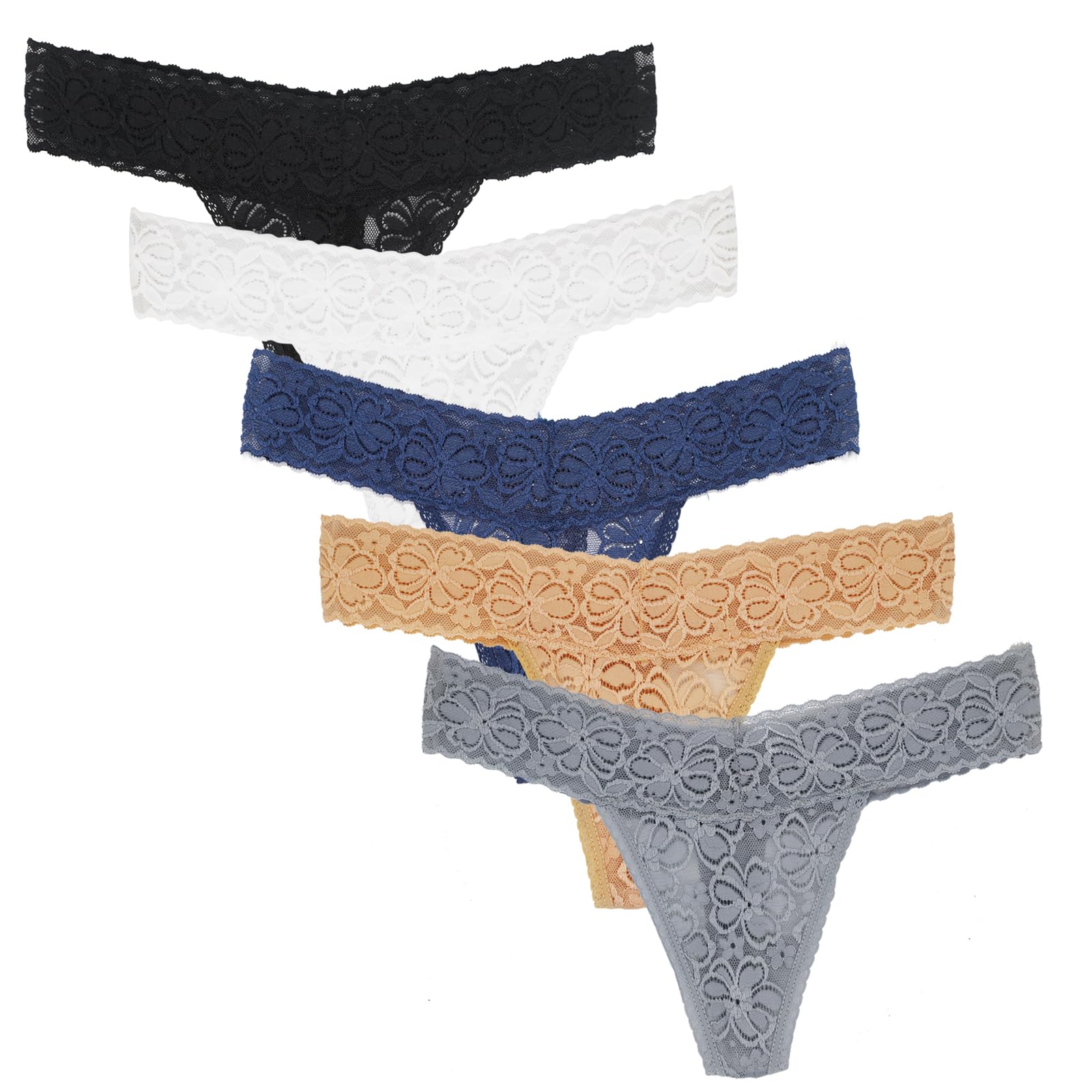 Lace Thongs For Women Plus Size Sexy Underwear T Back Stretch Womens Thongs Underwear 5/6/10 Pack