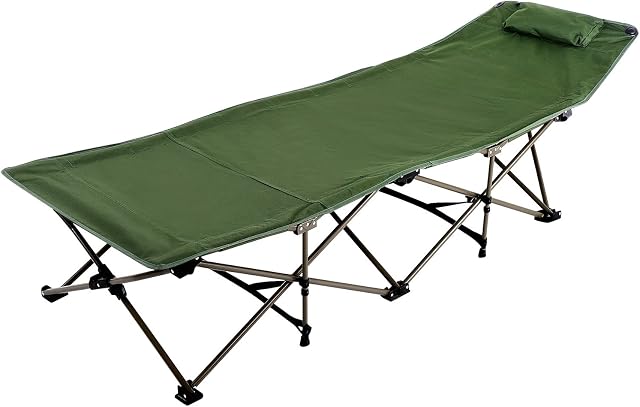 REDCAMP Padded Folding Camping Beds for adults, 28" Extra Wide Heavy Duty Sturdy Camp Bed Portable, Stronge Thicker Tubes Sleeping Cot Outdoor Travel Office (green-18106S)