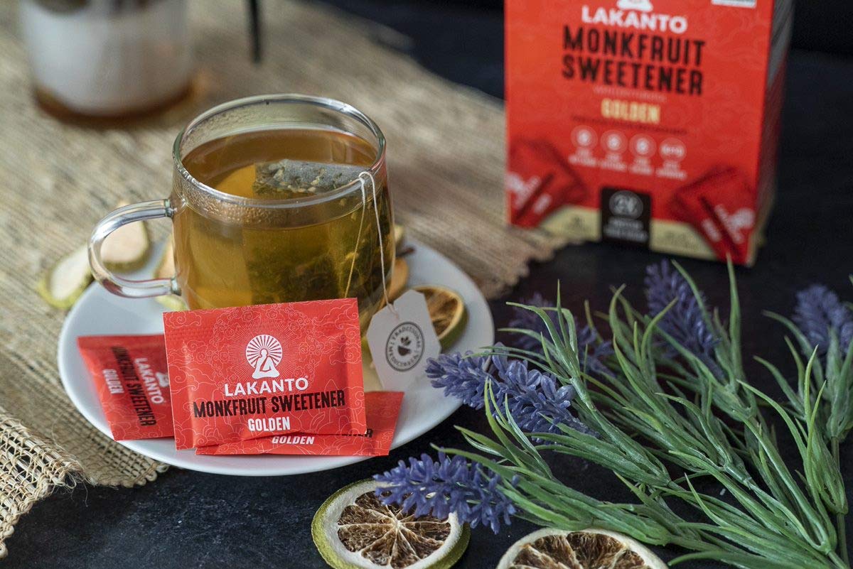 Lakanto Golden Monk Fruit Sweetener with Erythritol Packets - Raw Cane Sugar Replacement, Zero Net Carbs, Zero Calorie, Sweeten on the Go, Coffee, Lemonade, Tea, Desserts - Golden (3g - 100 Count)