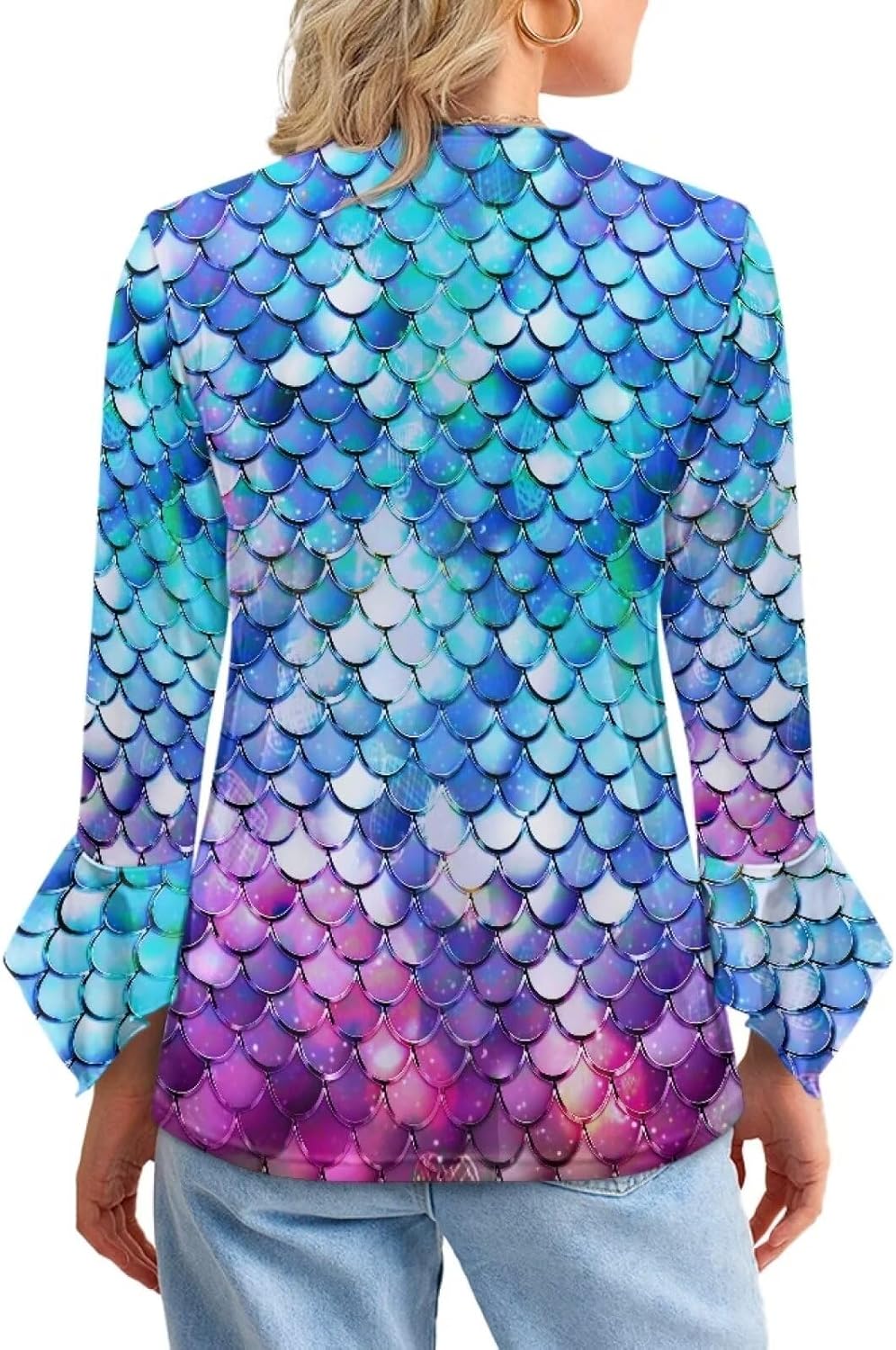 Women's Long Sleeve Button Down T-Shirt Athletic Blouse Breathable Slim Dressy Plus Size Top - Image 2