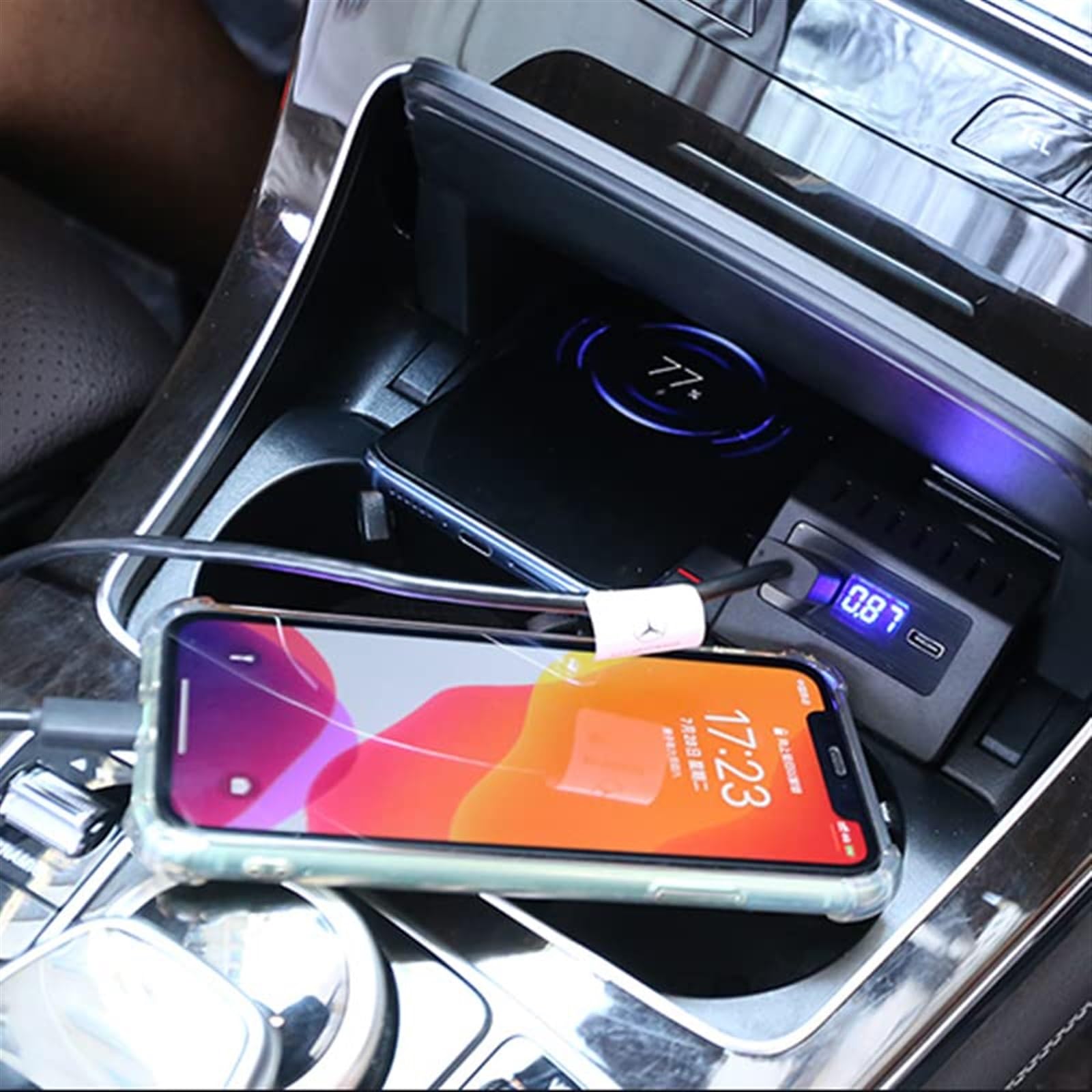 Dla, W205 C43 C63 GLC 43 GLC 63 X253 C klasa GLC 15W telefon samochodowy bezprzewodowa ładowarka QI USB Panel ładowania telefonu Bezprzewodowa ładowarka samochodowa