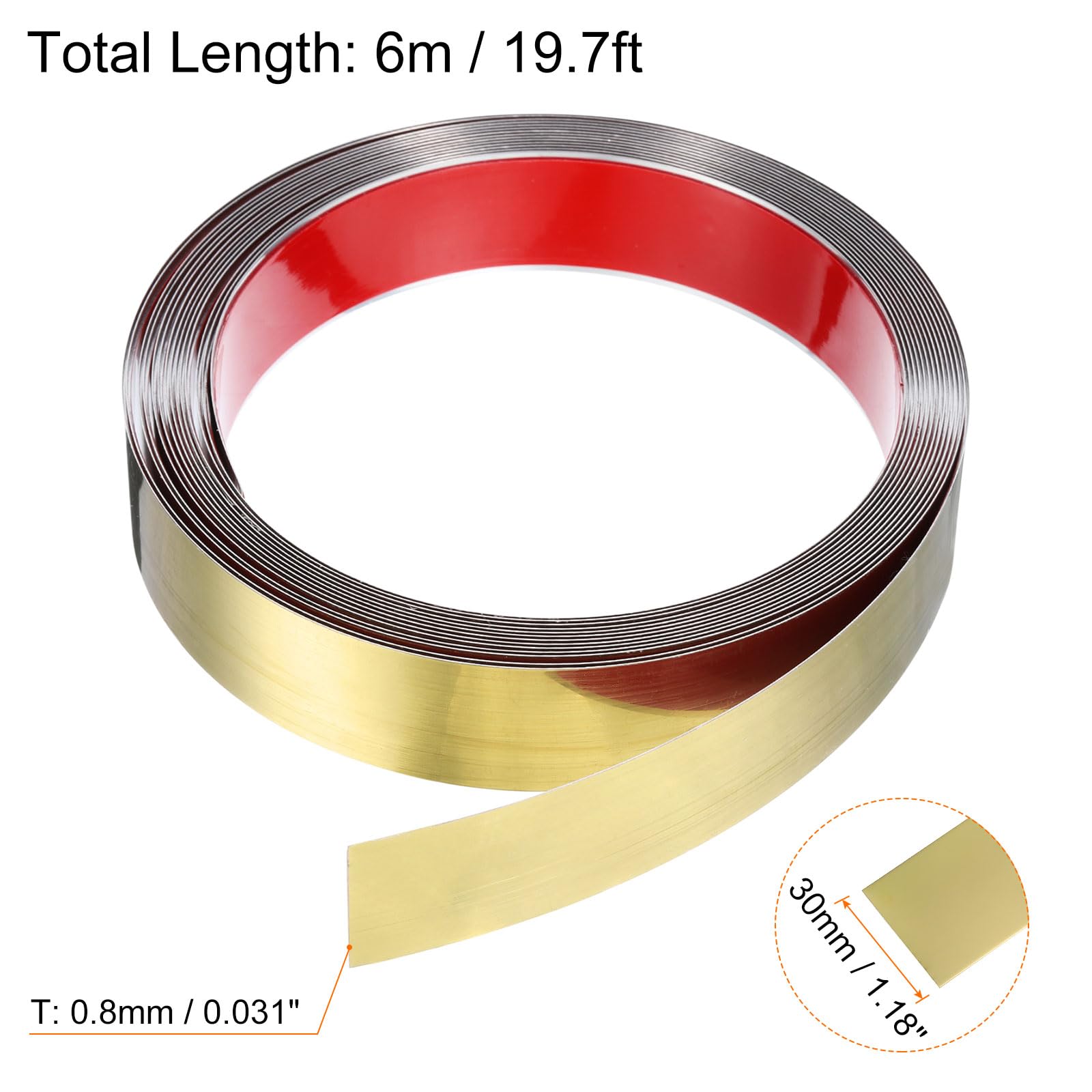 Sourcing Map 16.4ft X 0.98" Wall Trim Peel And Stick Molding Trim Frame, Self Adhesive Stainless Steel Brushed Finish Metal Strip Trim For Wall