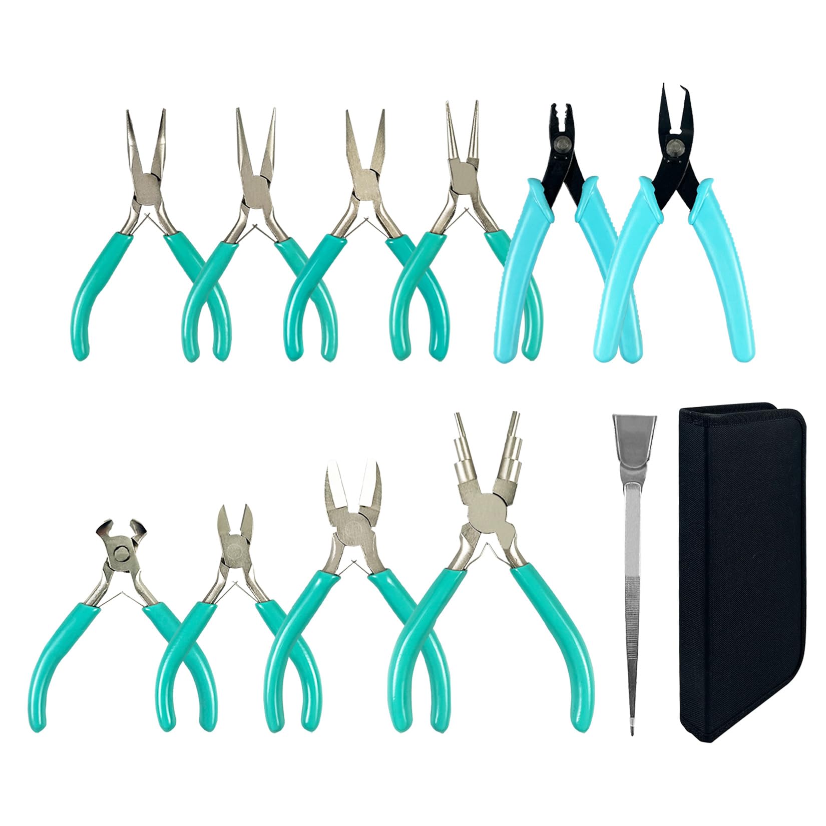 11-Piece jewelry pliers set,Jewelry-making plier tools with stainless steel  jewelry tweezers for crafting,beading,and repairing