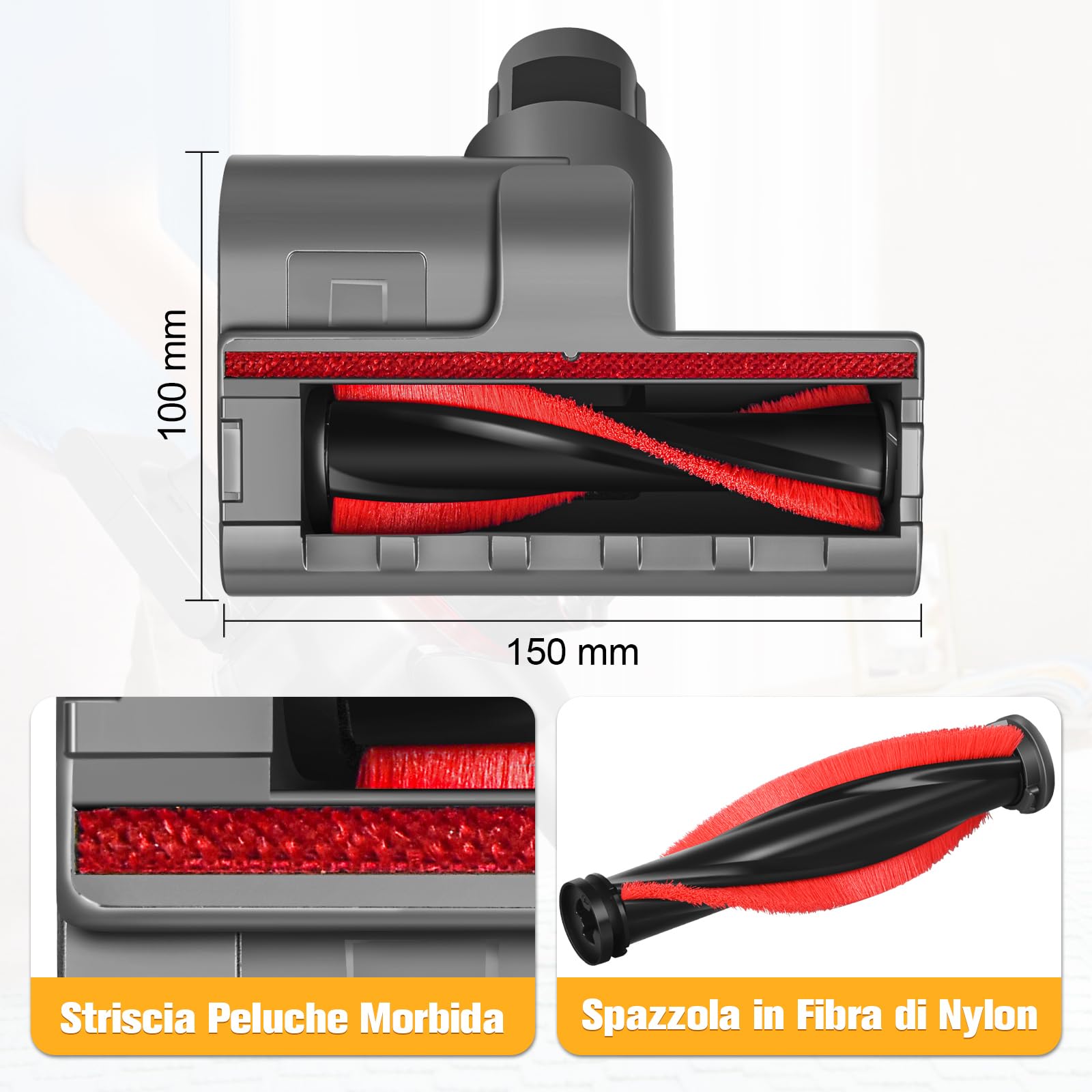 Mini Turbo Spazzola per Dyson V8 V11 V10 V15 V7 Spazzola Materassi Ricambi Divano Accessori Tessuti Spazzole Piccola Testina Motorizzata per Divano Sedile Poltrona Rimuove Batteri e Allergeni