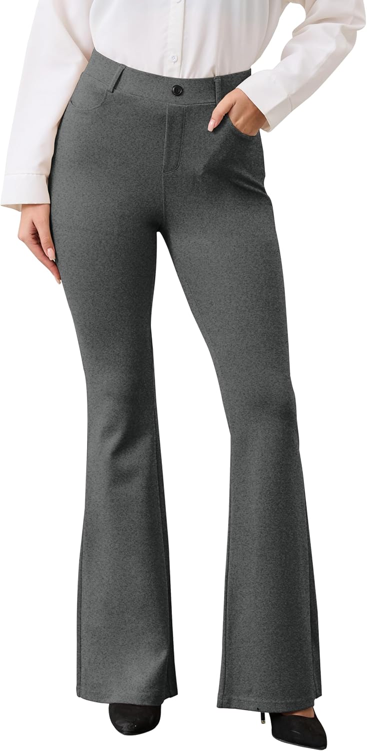 VIMPEP Women’s Classic Yoga Dress Pants High Rise Flare Soft Feeling Pull On Work Yoga Pants for Business Office Work 2102