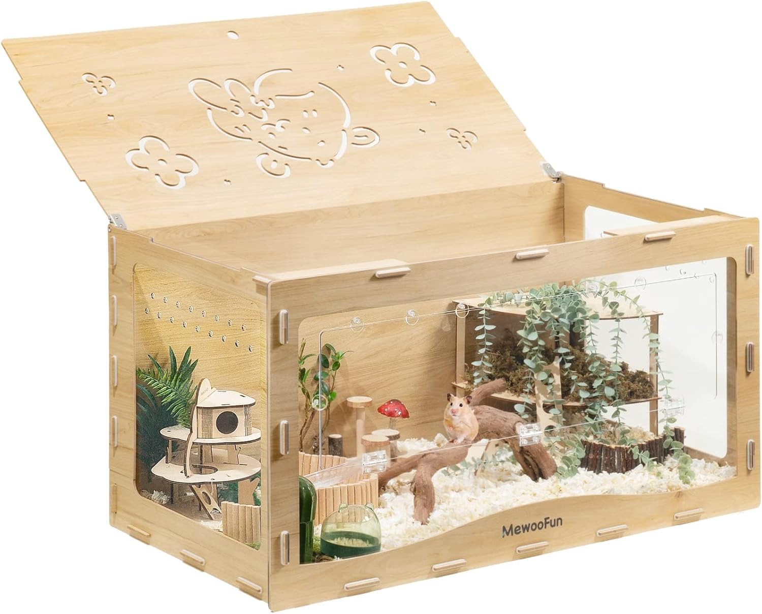Hamsterkäfig aus Holz, groß, für Syrische Hamster, Zwerghamster und Meerschweinchen – 100 x 50 x 50 cm, Hamsterkäfige, transparenter Kleintierkäfig (Die Vordertür) Hamsterkäfig aus Holz, groß, für Syrische Hamster, Zwerghamster und Meerschweinchen – 100 x 50 x 50 cm, Hamsterkäfige, transparenter Kleintierkäfig (Die Vordertür)