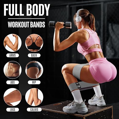 Miniatura 6 de WALITO Resistance Bands for Legs and Butt Fabric Exercise Loop Bands Yoga Pilates Rehab Fitness and Home Workout Strength Bands for Booty