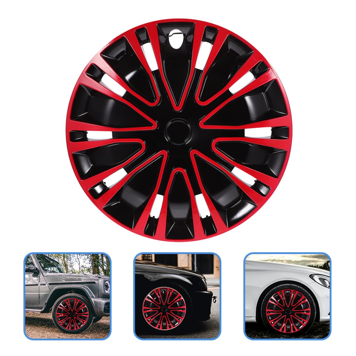 COLLBATH Enjoliveur 16 Pouce en PP pour Voiture, Cache Jante Rouge, Facile à Installer et Protège Les Débris, Enjoliveurs de Moyeu de Roue Automobile