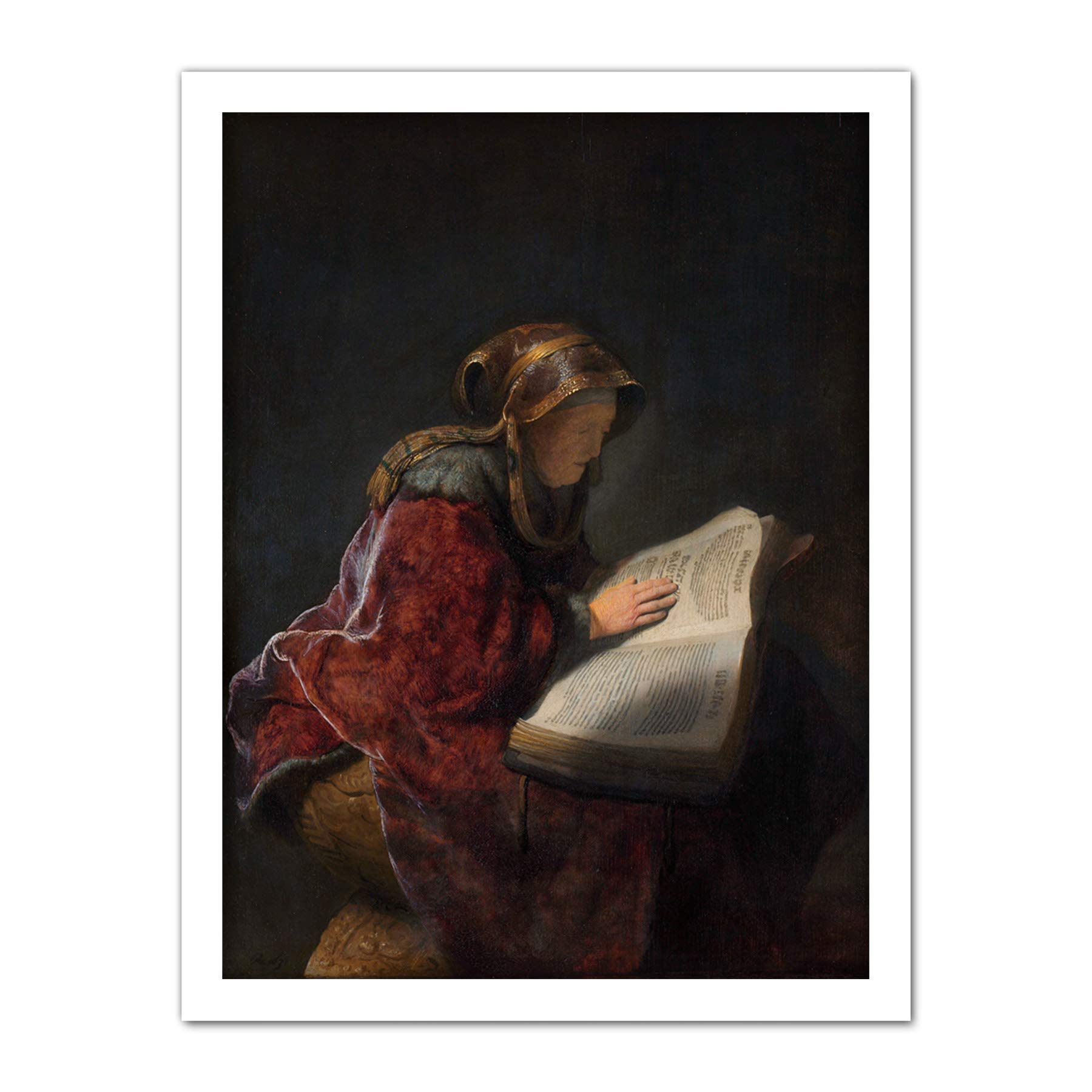 Artery8 Rembrandt Old Woman Reading Portrait Artwork Framed Wall Art Print 18X24 Inch