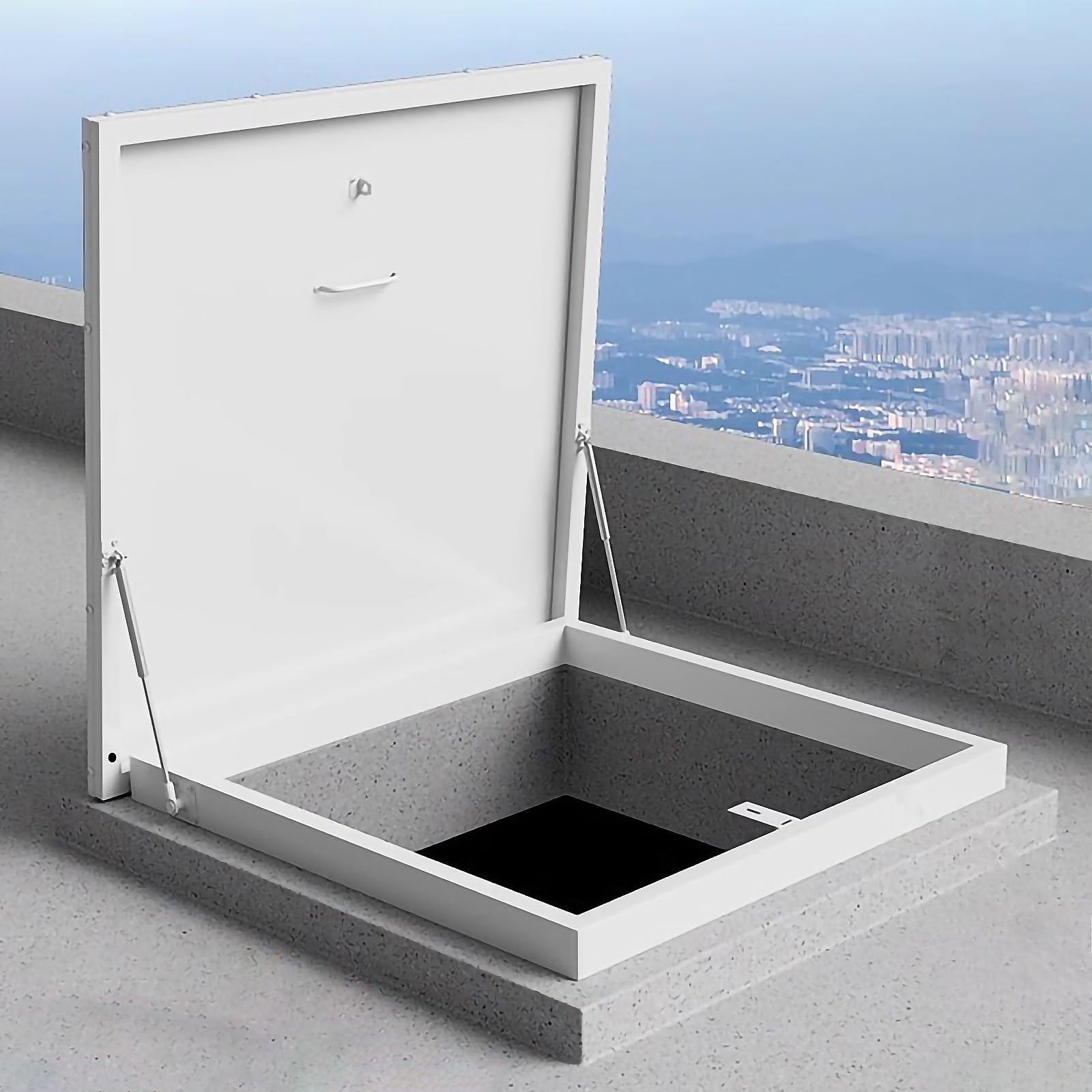 Puerta de seguridad para techo contra filtraciones y accesos no autorizados en viviendas