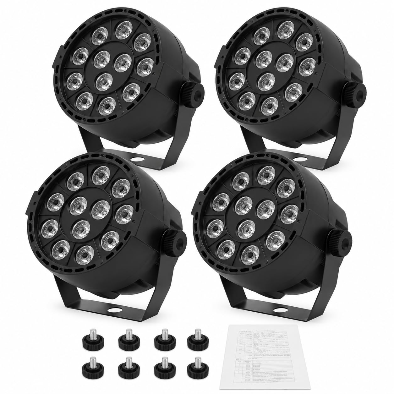 4er LED PAR Scheinwerfer RGBW, DMX512, 12 LEDs, 4/8CH, Partylicht