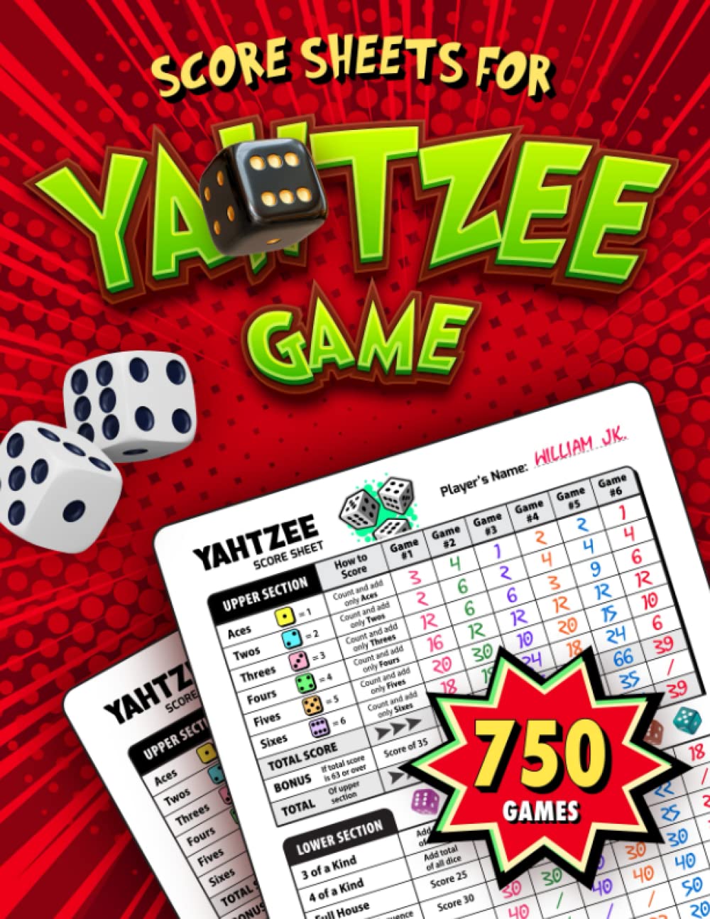 Independently published Score Sheets For Yatzee Game: Original Travel Scorebook With 130 Large Score Pads & 750 Scoring Games