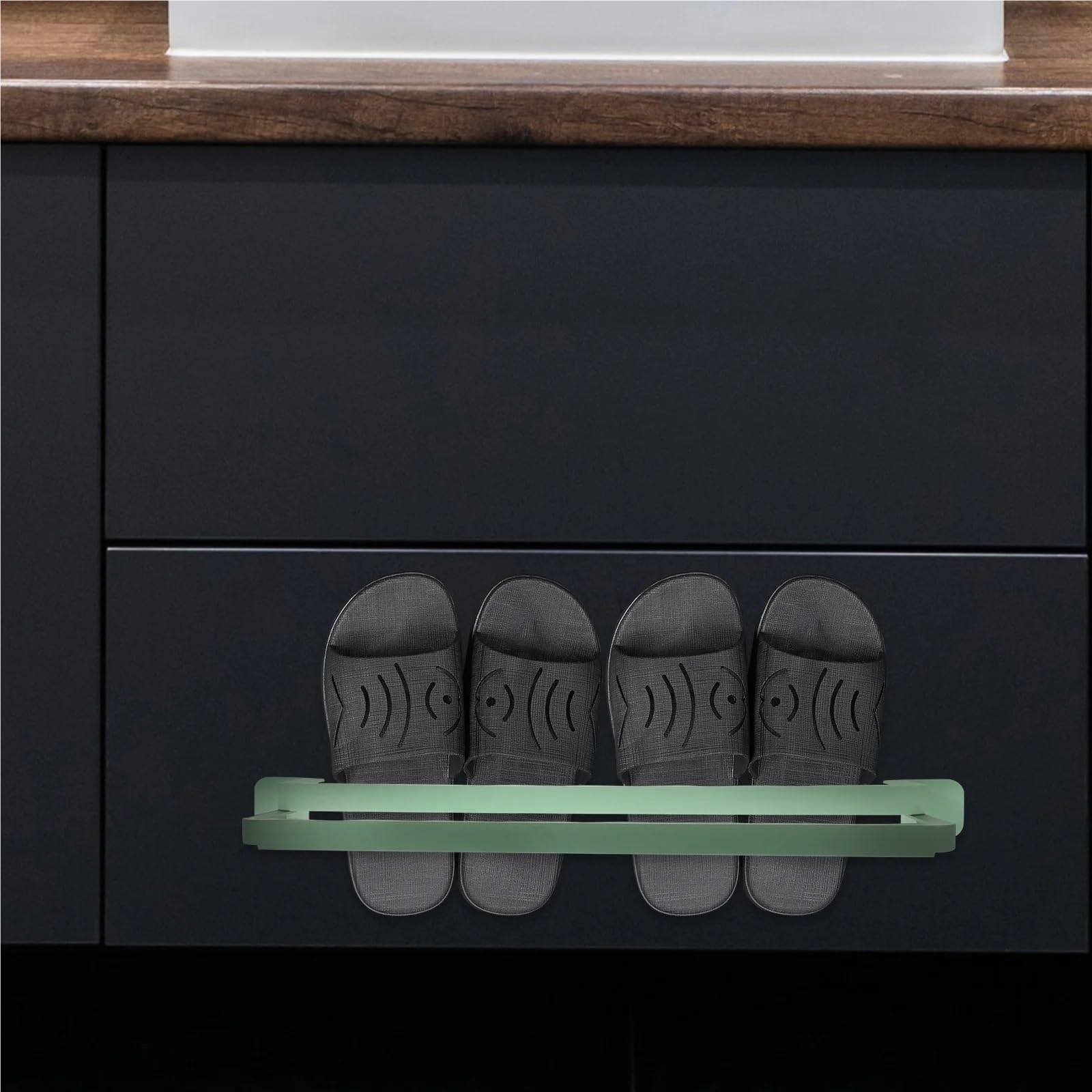 Set di scarpiere da parete, 2 pezzi, pieghevole, con porta asciugamani, salvaspazio, design elegante verde