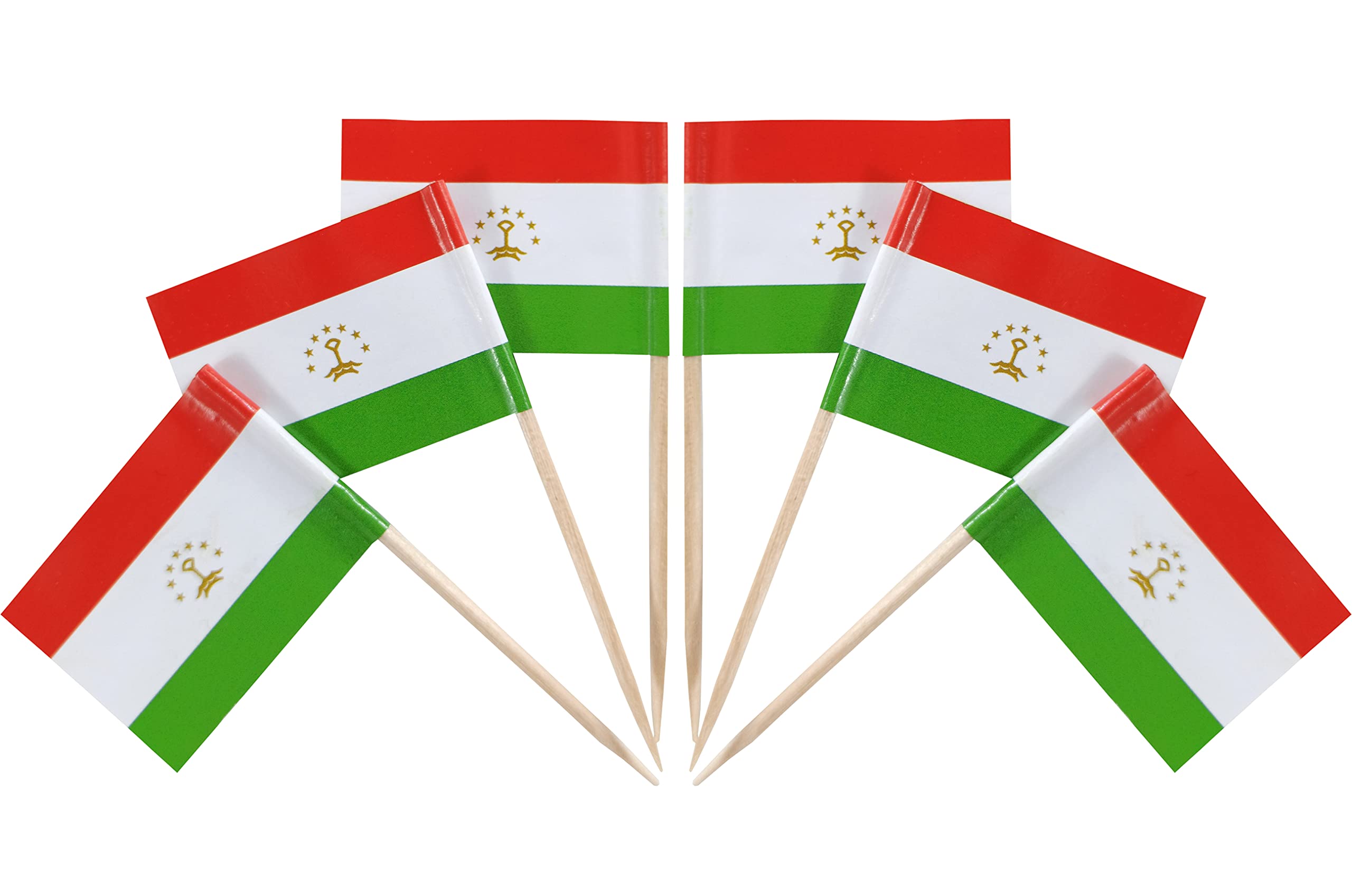QQSD Tajikistan Toothpick Flag Small Mini Cupcake Topper Flags,100 pcs