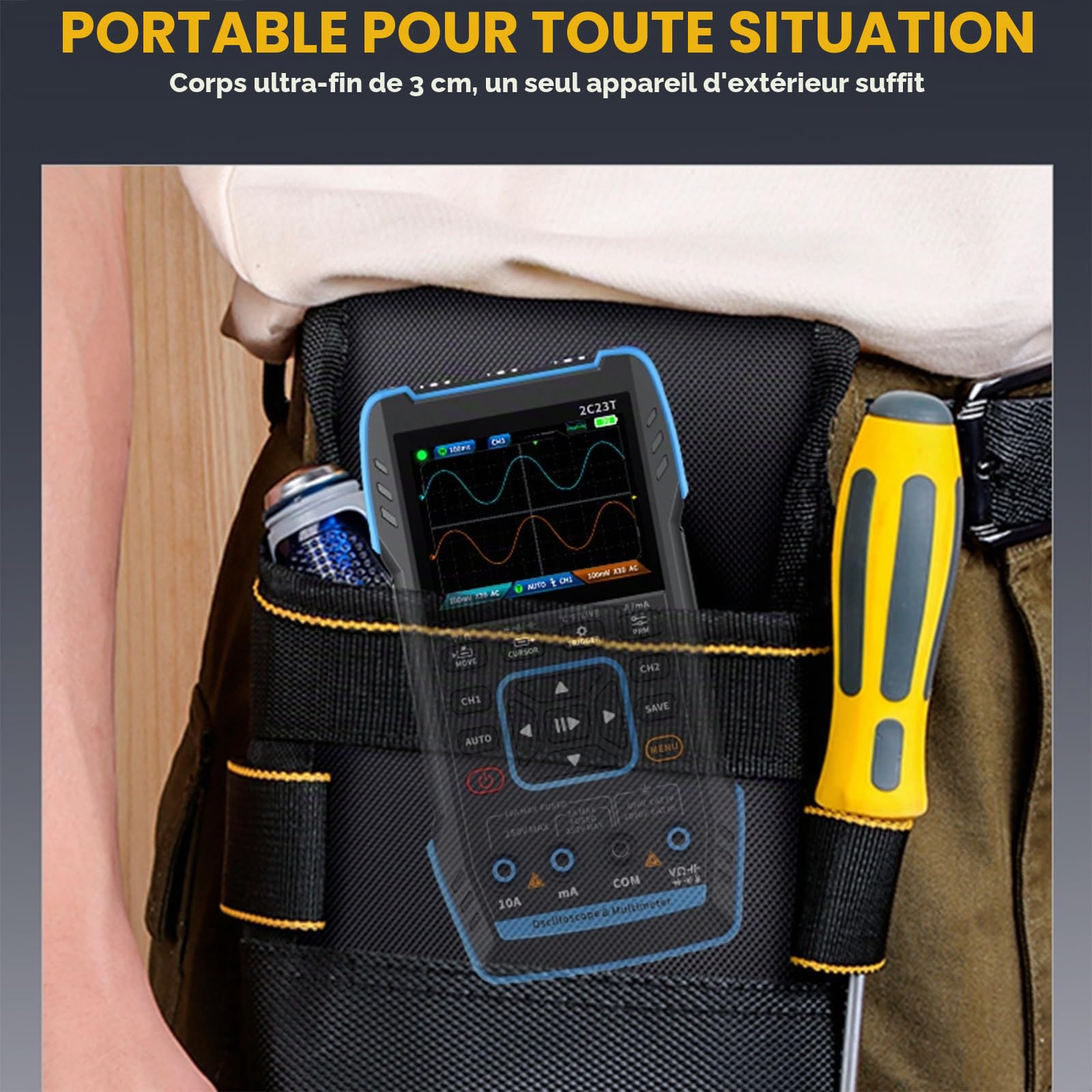 DEWIN Oscilloscope, Multifonctionnel 3 en 1 Oscilloscope Multimètre Numérique Générateur de Signal 2 Canaux Bande Passante 10 MHz Taux d'échantillonnage 50 MSa/s