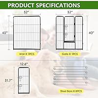Vista 7 de BestPet Corral para perros 40 pulgadas, 8 paneles Cerca de alta resistencia de metal para ejercicio de mascotas Paneles de cerca