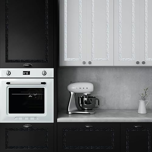 Miniatura 5 de JSIWOTH Moldura flexible de 16.4 pies para despegar y pegar, molduras impermeables para marco de espejo, gabinete, pared, borde del hogar,