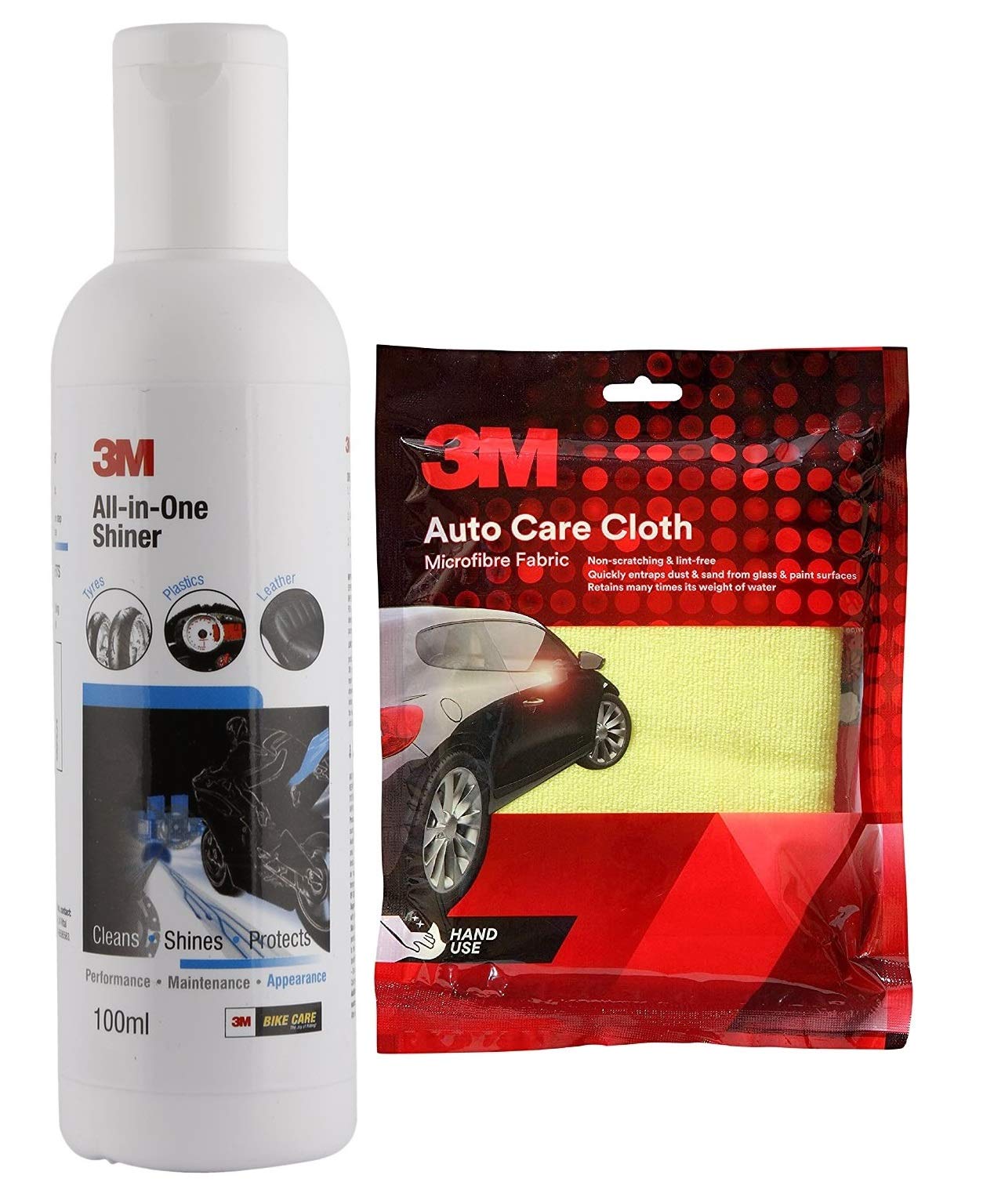 3M Combo of (All-in-One Shiner 100ml with Free Foam Applicator and Car Care Microfiber Yellow Cloth 40x40cm)-image-44