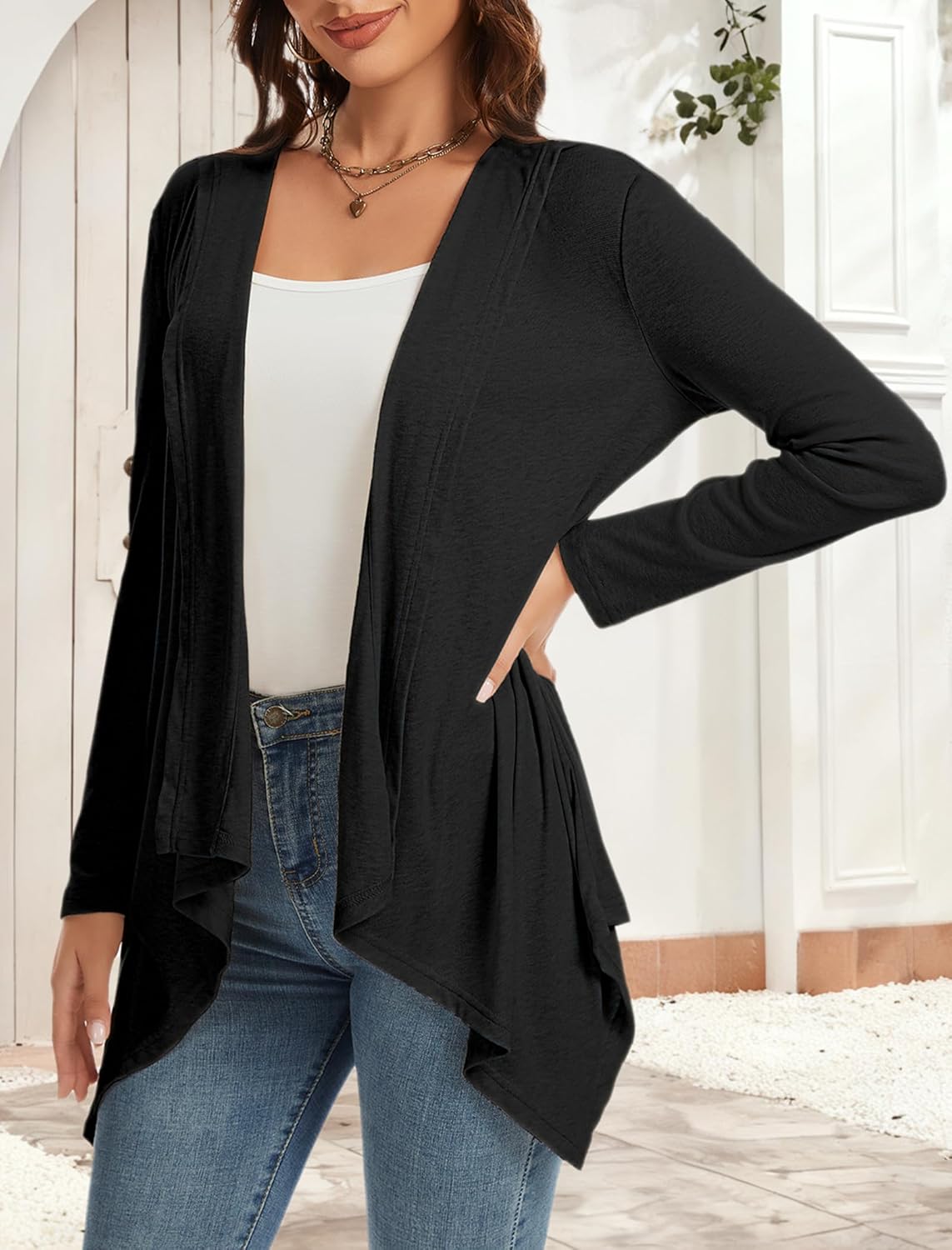 Open Front Cardigan for Women Casual Long Sleeve Lightweight Flowy Cardigans Sweater Kimono Style Coat - Image 4