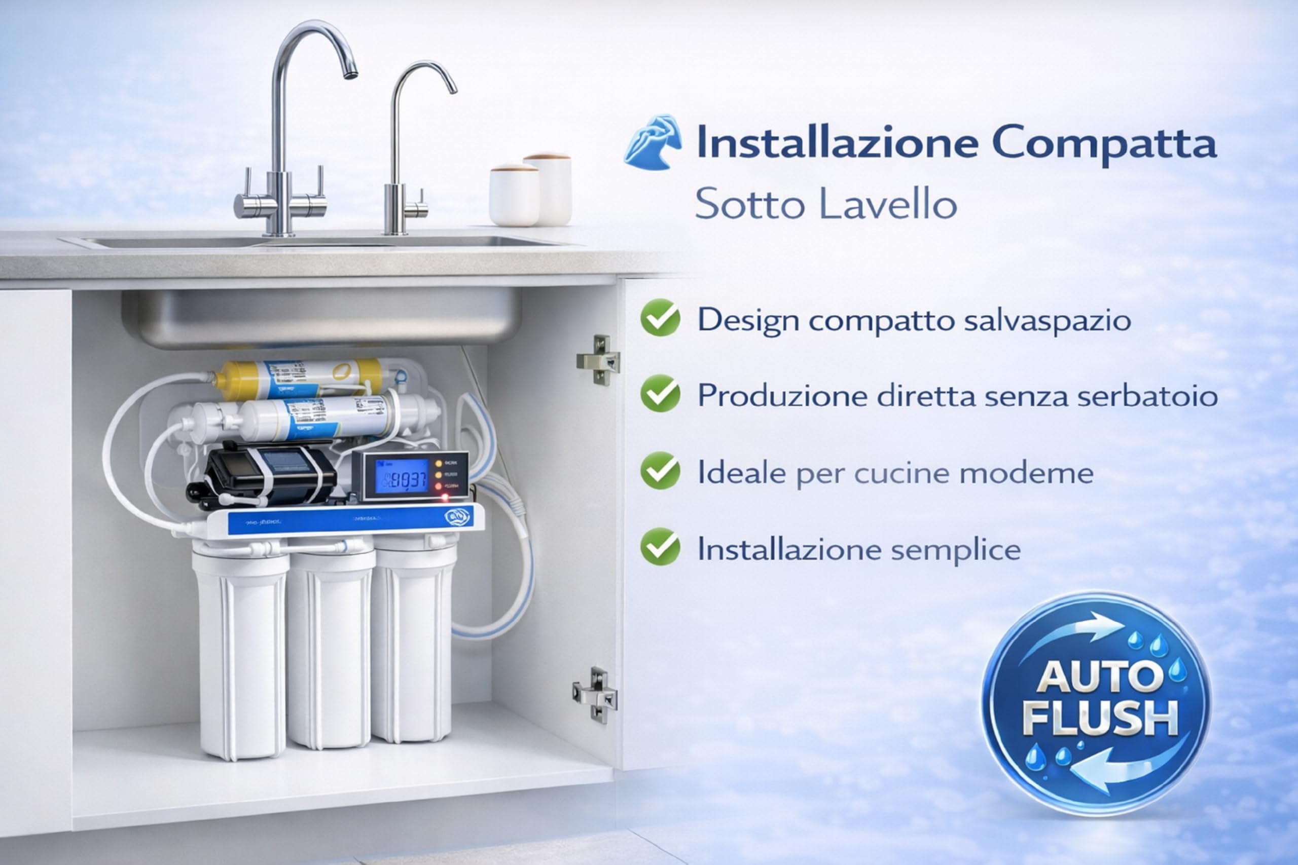 Depuratore Acqua Osmosi Inversa 7 Stadi filtri | DC-RO3007 Purificatore domestico acqua potabile dal rubinetto di casa