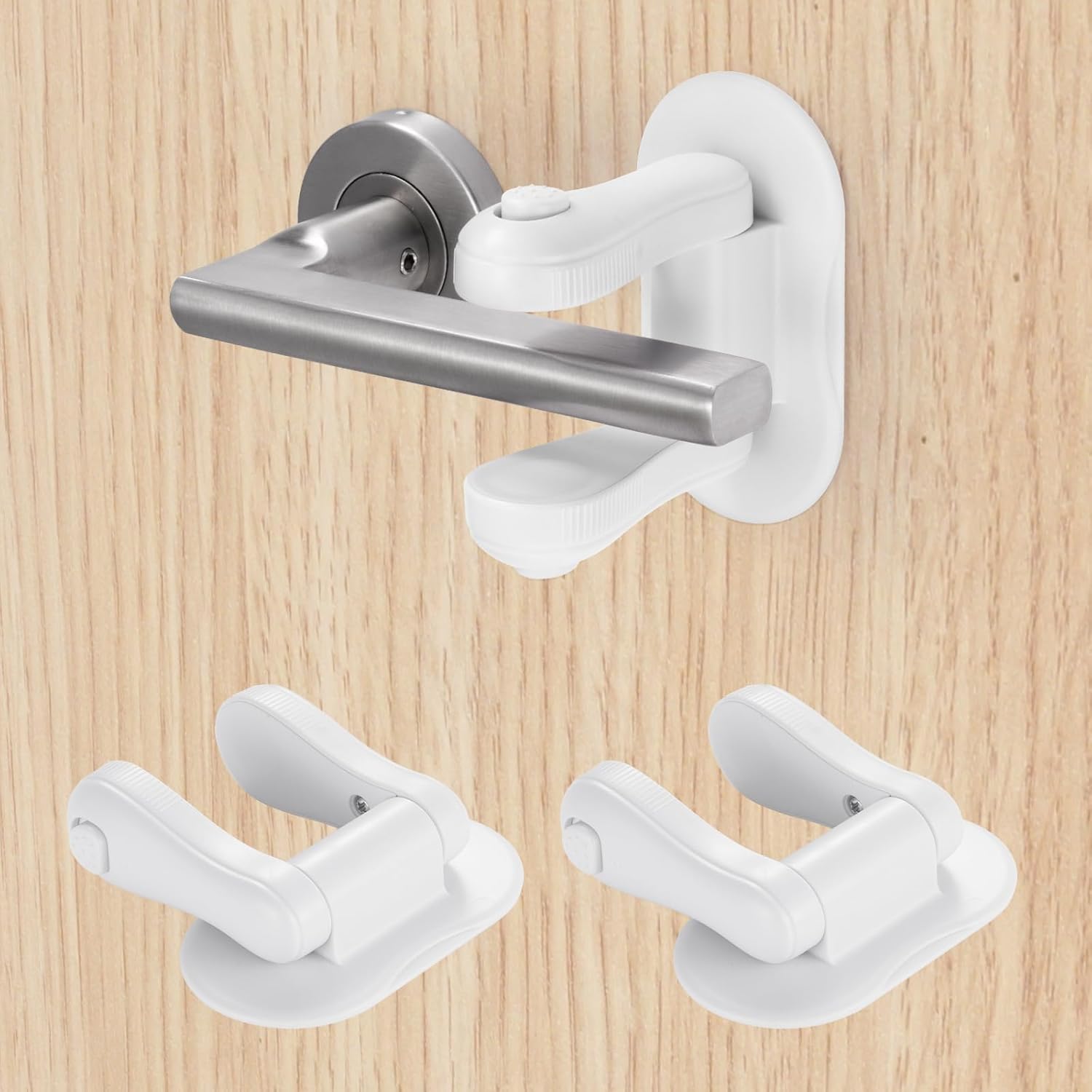 Inaya Door Lever Lock (2 Pack) – Child Proof Handle Locks, 3M Adhesive & Easy Installation for Home, Baby-Proof Locks for Kids Safety, Compatible with standard doors Two Side 2 Pack